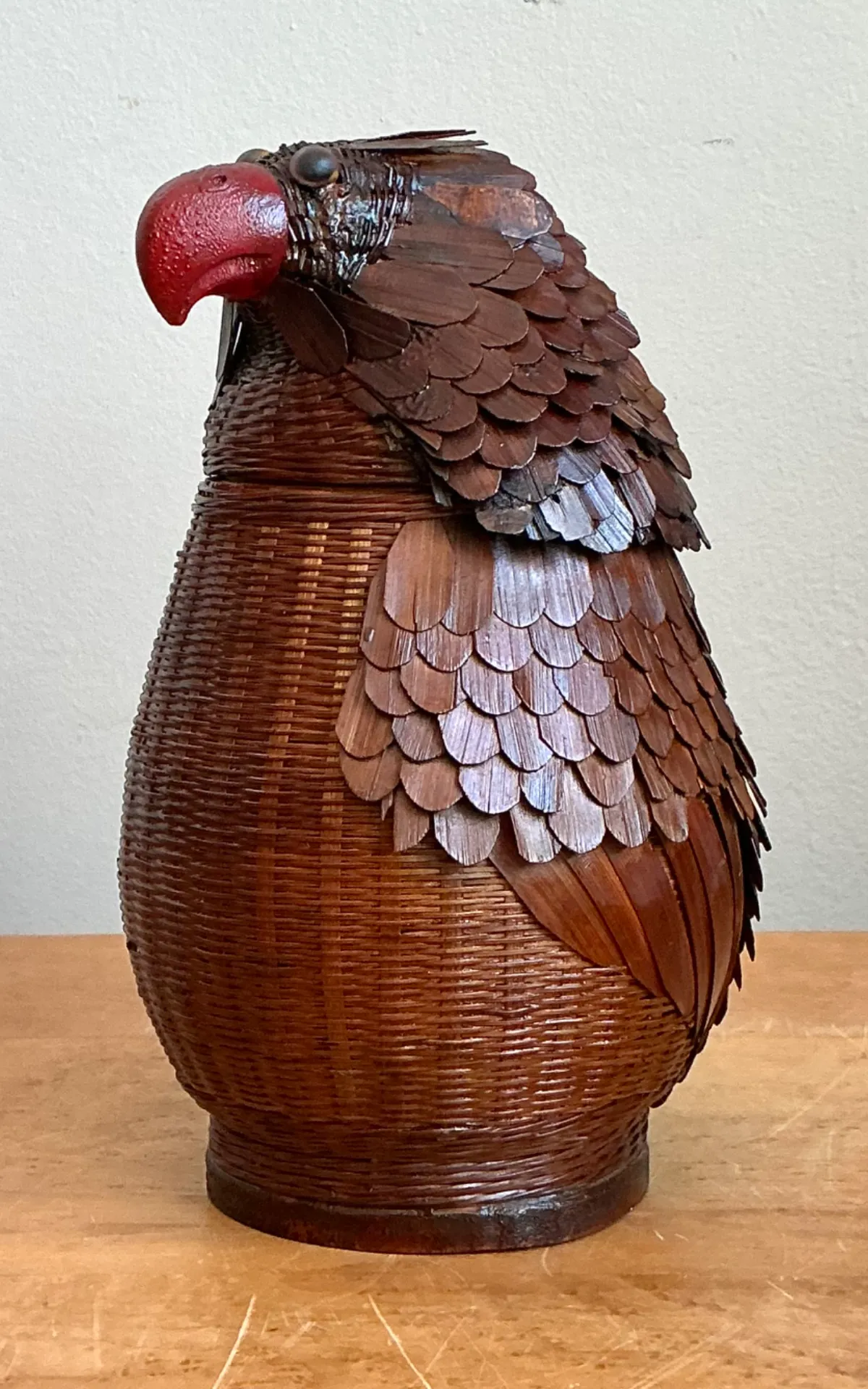 Vintage Shanghai Weave Parrot Basket - Back view