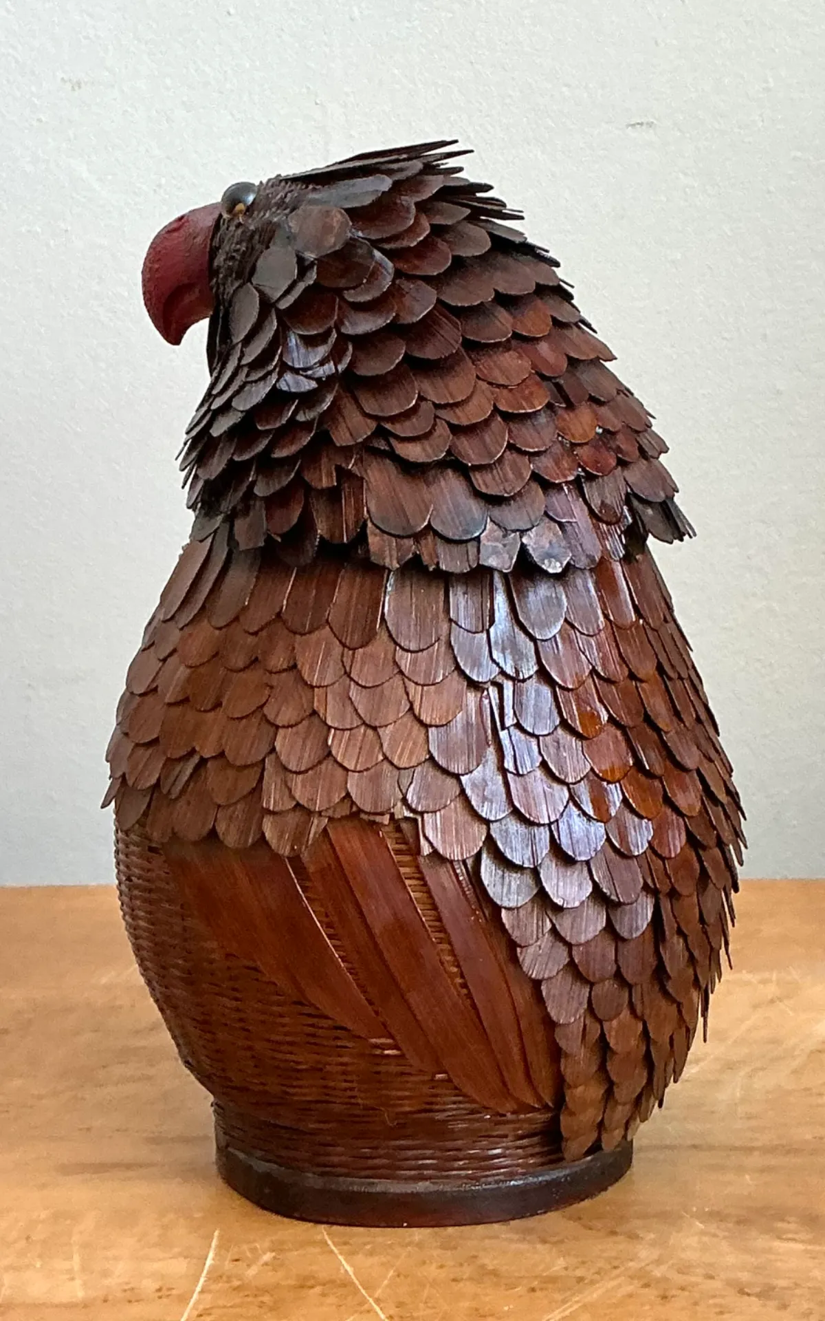 Vintage Shanghai Weave Parrot Basket - Close-up view