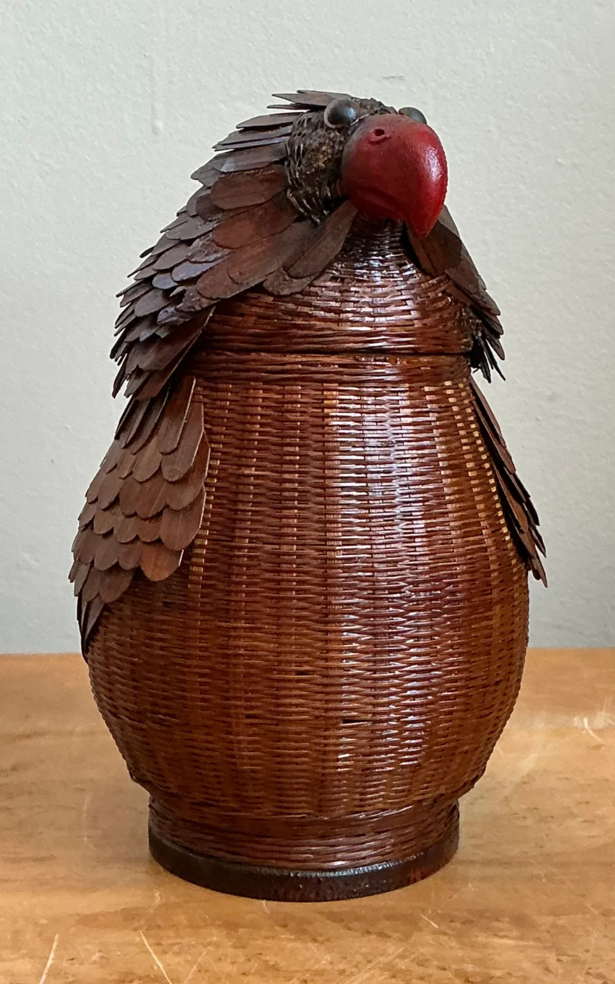 Vintage Shanghai Weave Parrot Basket - Side view