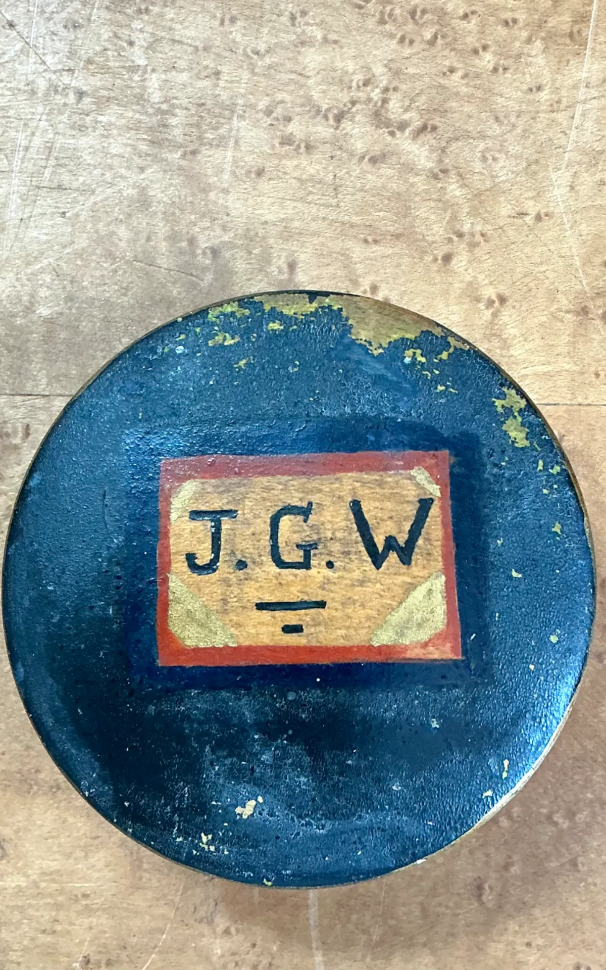 Vintage J.G.W. Painted Trinket Box - Top view