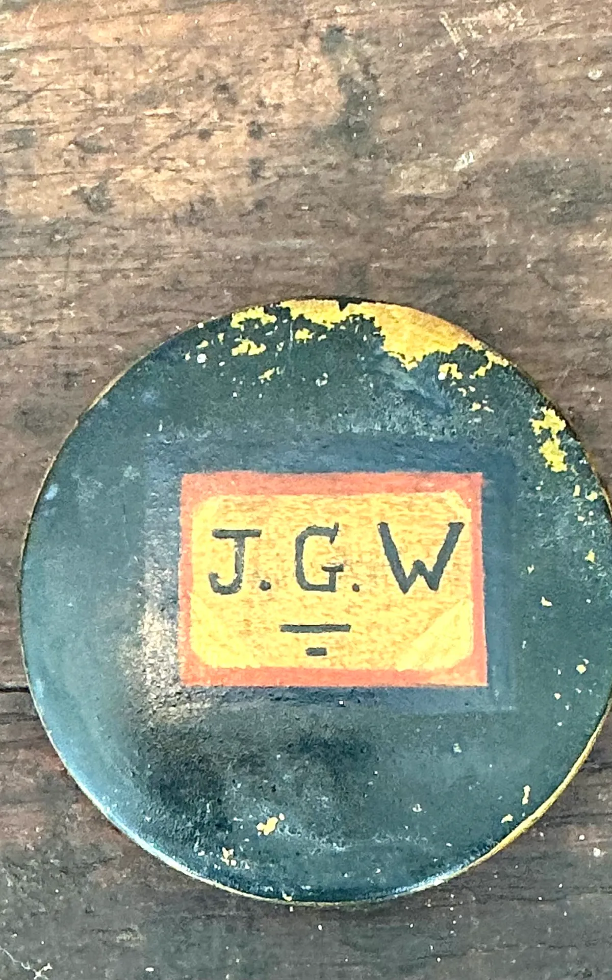 Vintage J.G.W. Painted Trinket Box - Bottom view