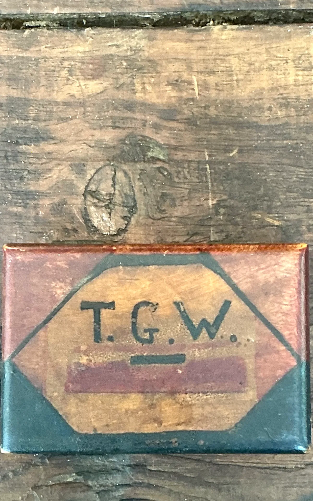 Vintage T.G.W. Wooden Trinket Box - Back view