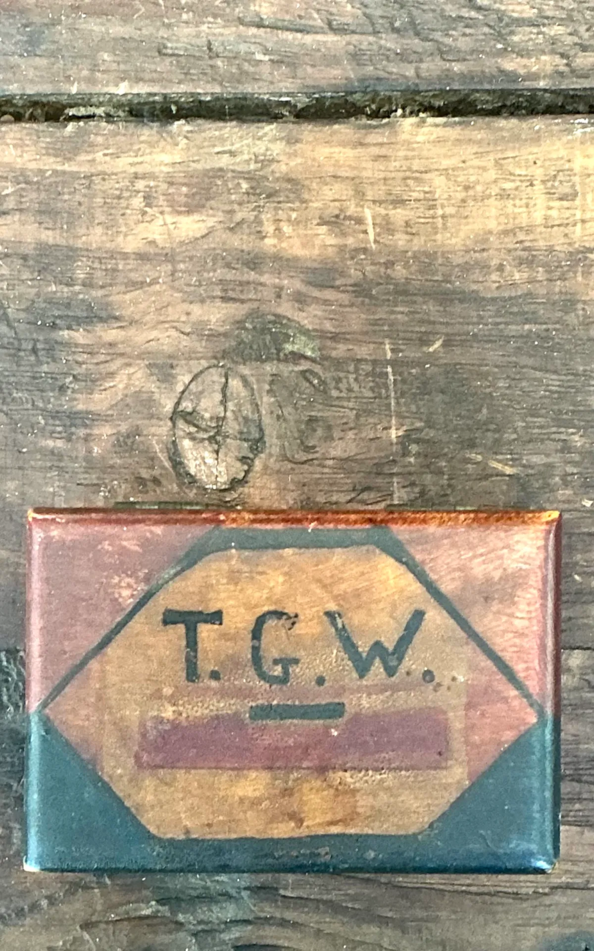 Vintage T.G.W. Wooden Trinket Box - Side view