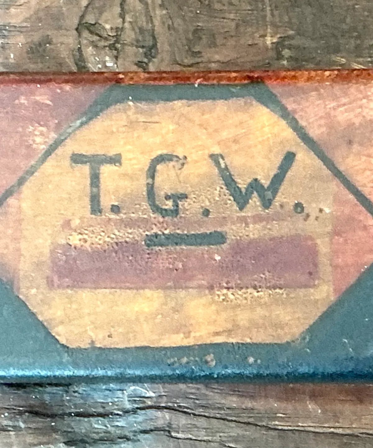 Vintage T.G.W. Wooden Trinket Box - Interior view