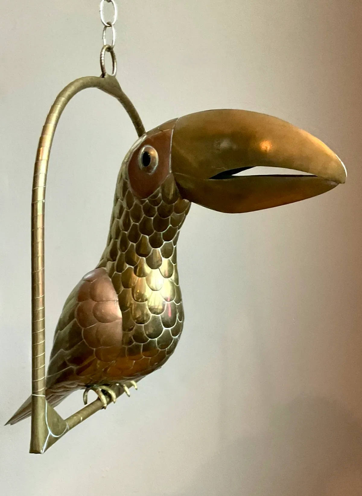 Vintage Metal Toucan Sculpture After Sergio Bustamante - Close-up view