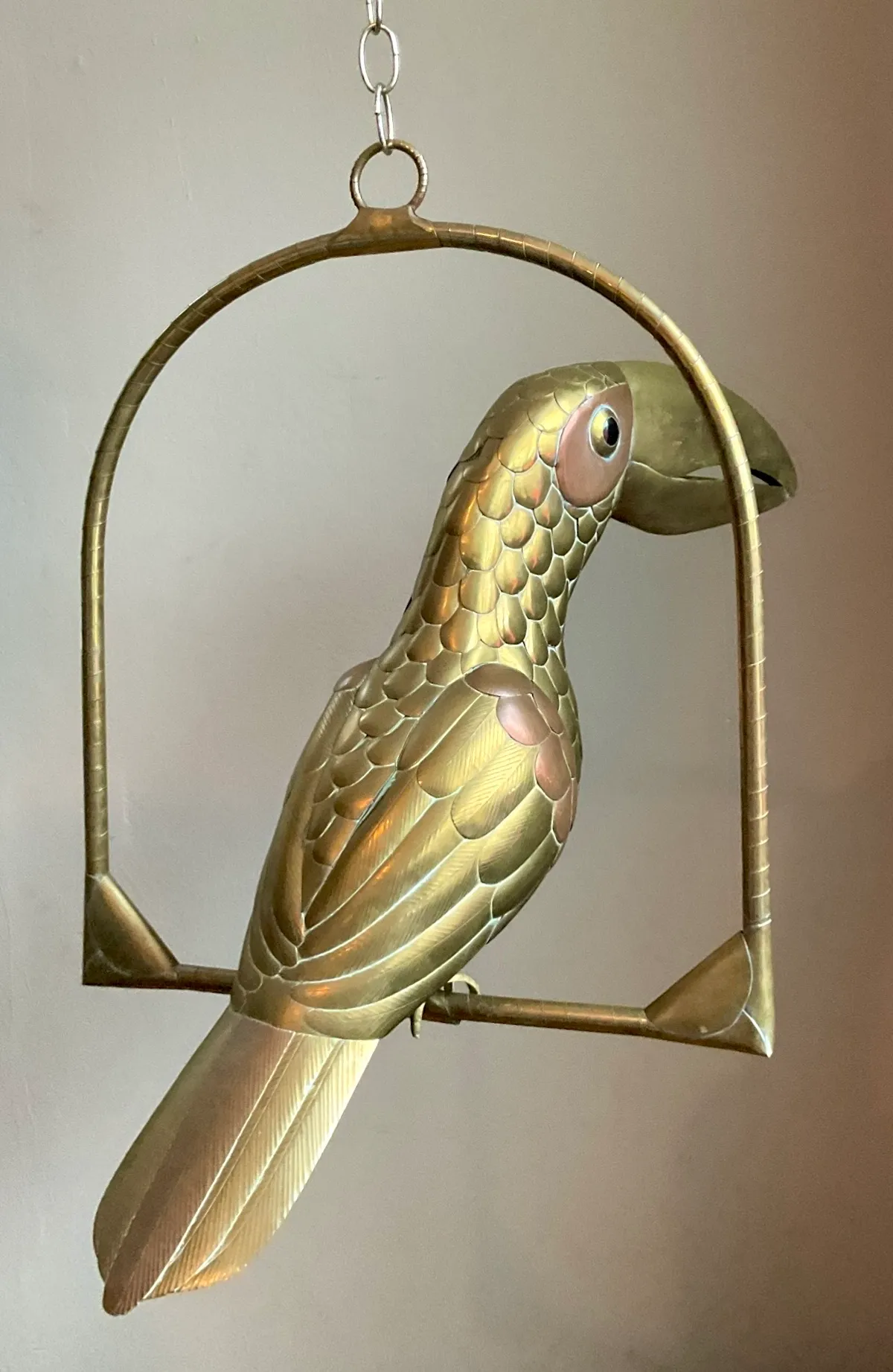 Vintage Metal Toucan Sculpture After Sergio Bustamante - Side view