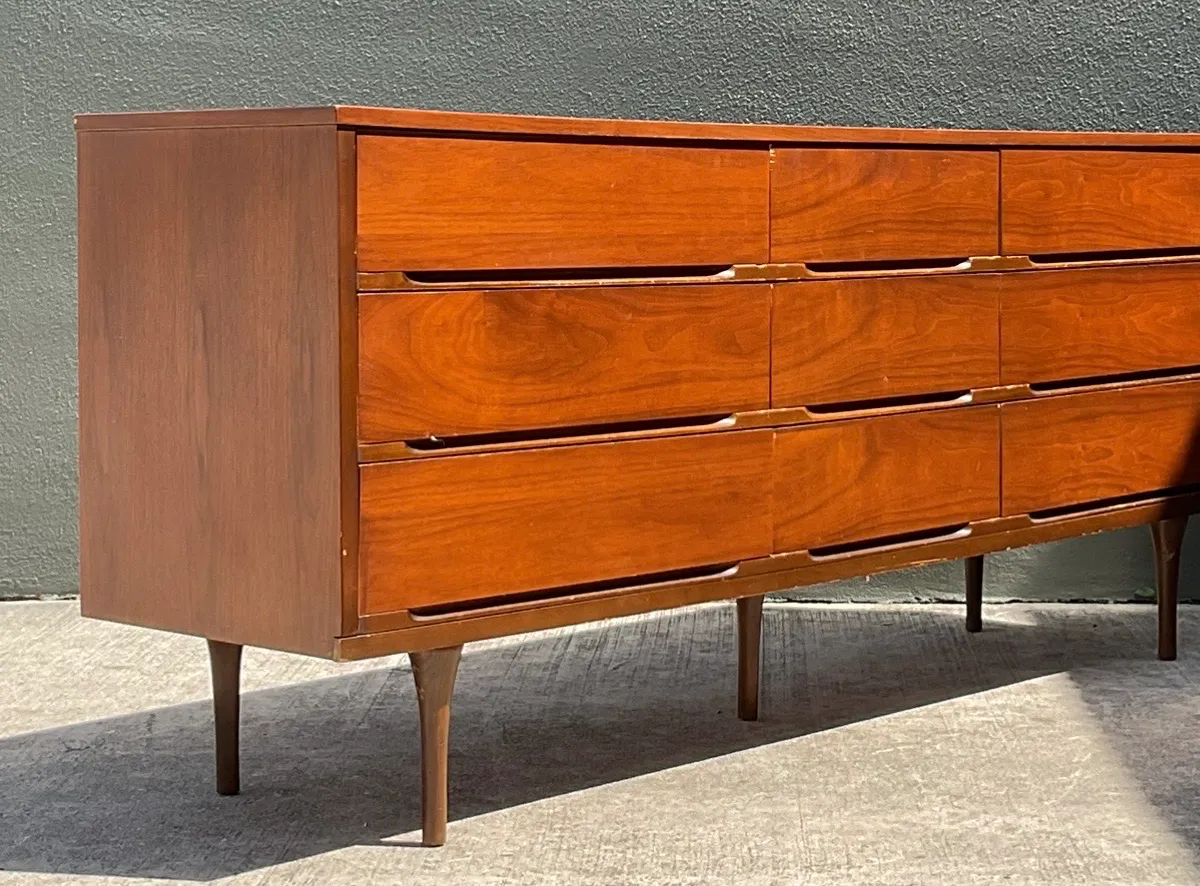 Vintage MCM Danish Teak Nine-Drawer Dresser - Back view