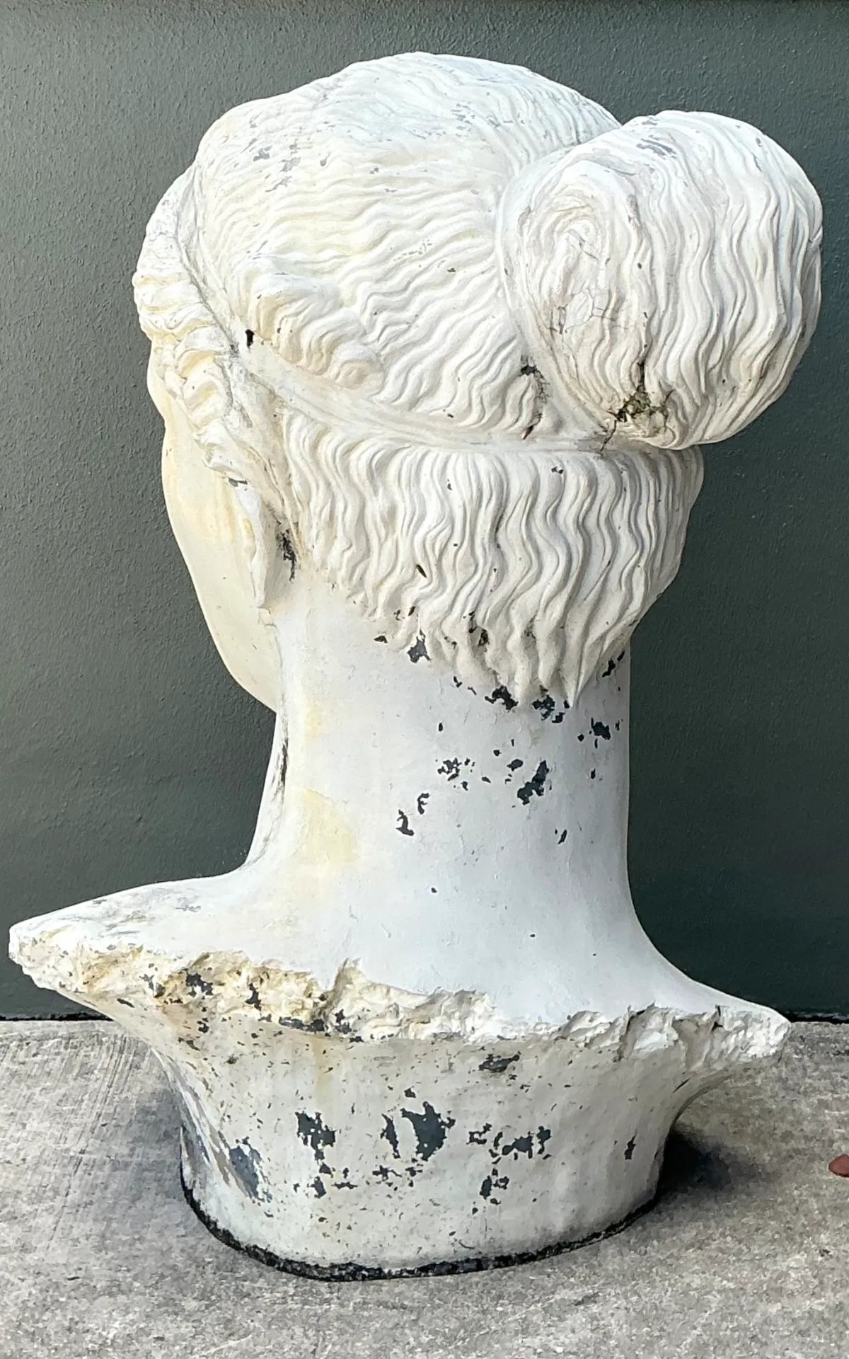Vintage Monumental Fiberglass Roman Goddess Head Sculpture - Interior view