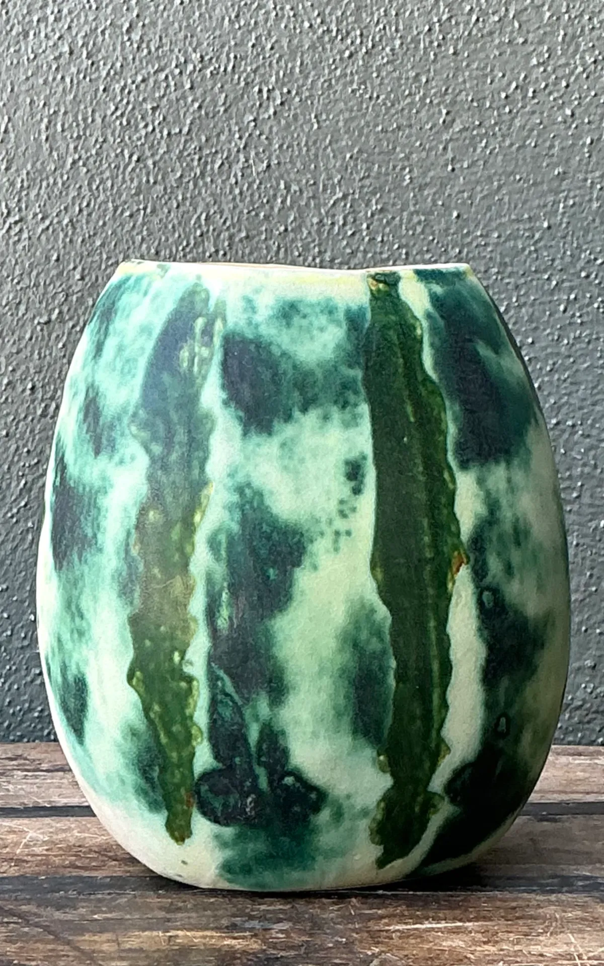 Vintage Green Abstract Ceramic Vase