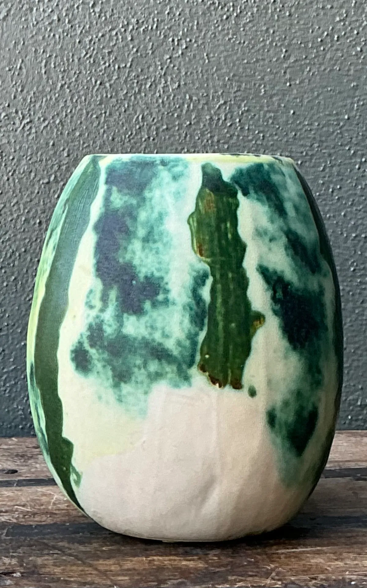 Vintage Green Abstract Ceramic Vase - Bottom view