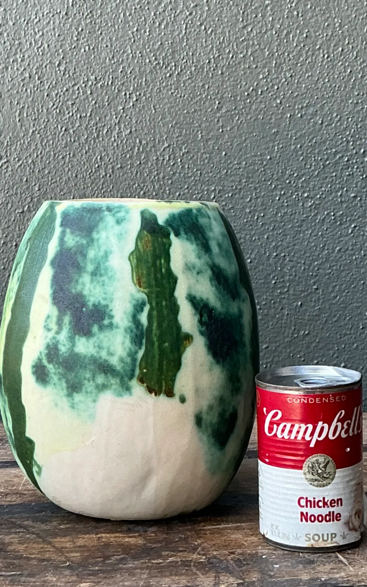 Vintage Green Abstract Ceramic Vase - Top view