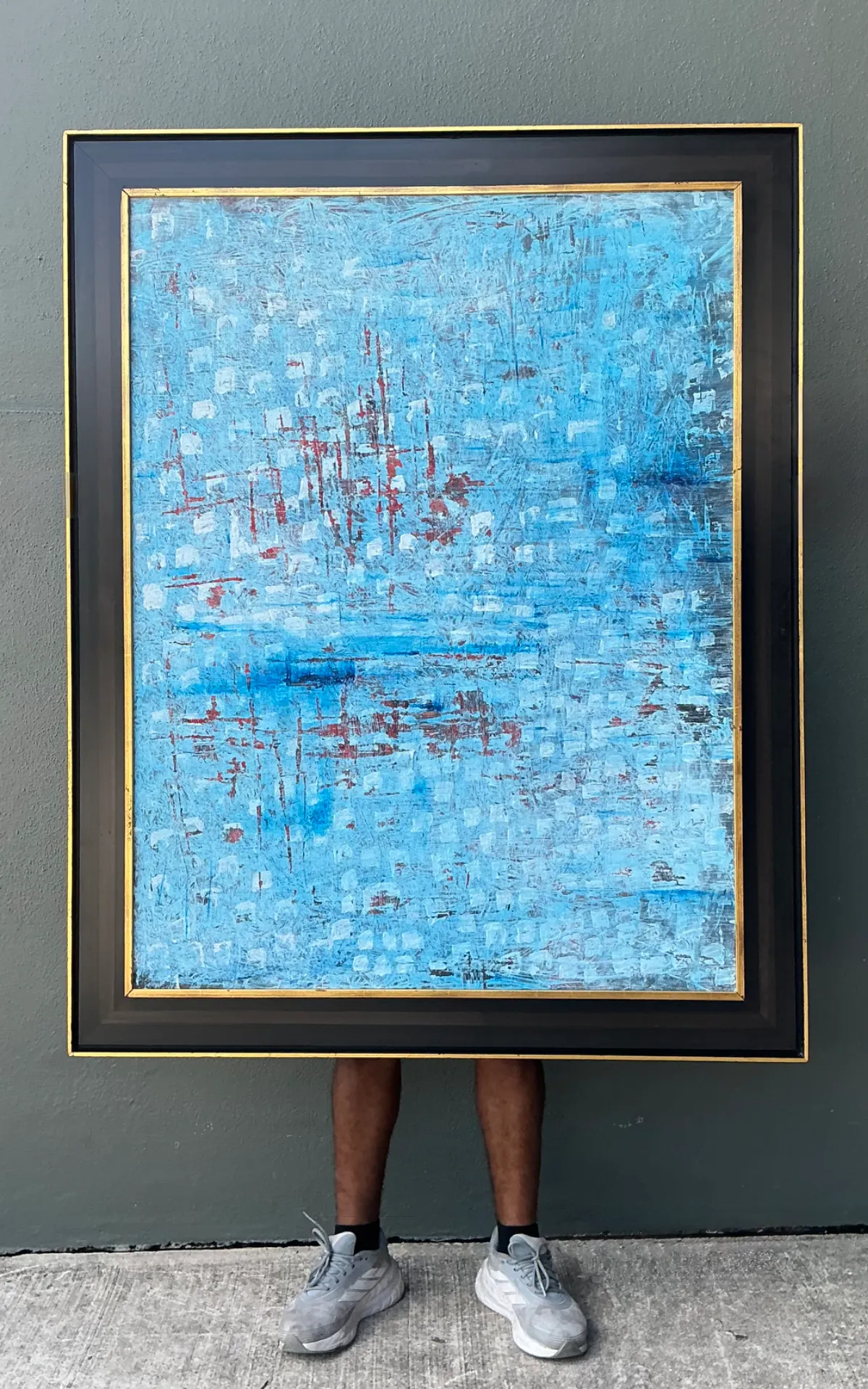 Vintage Abstract Expressionist Oil Painting - Angle view
