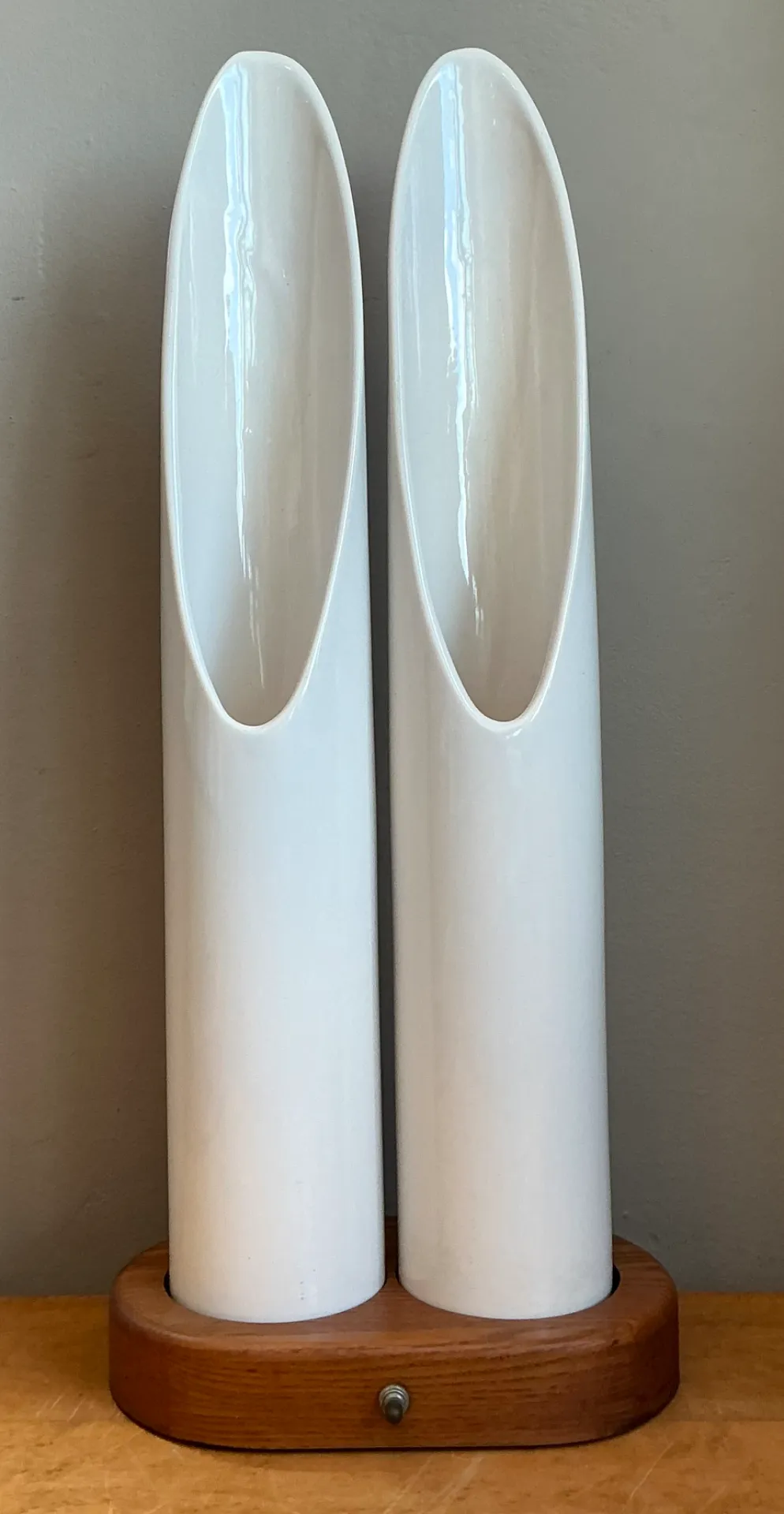 Vintage Modernist Ceramic Tube Lamp - Side view