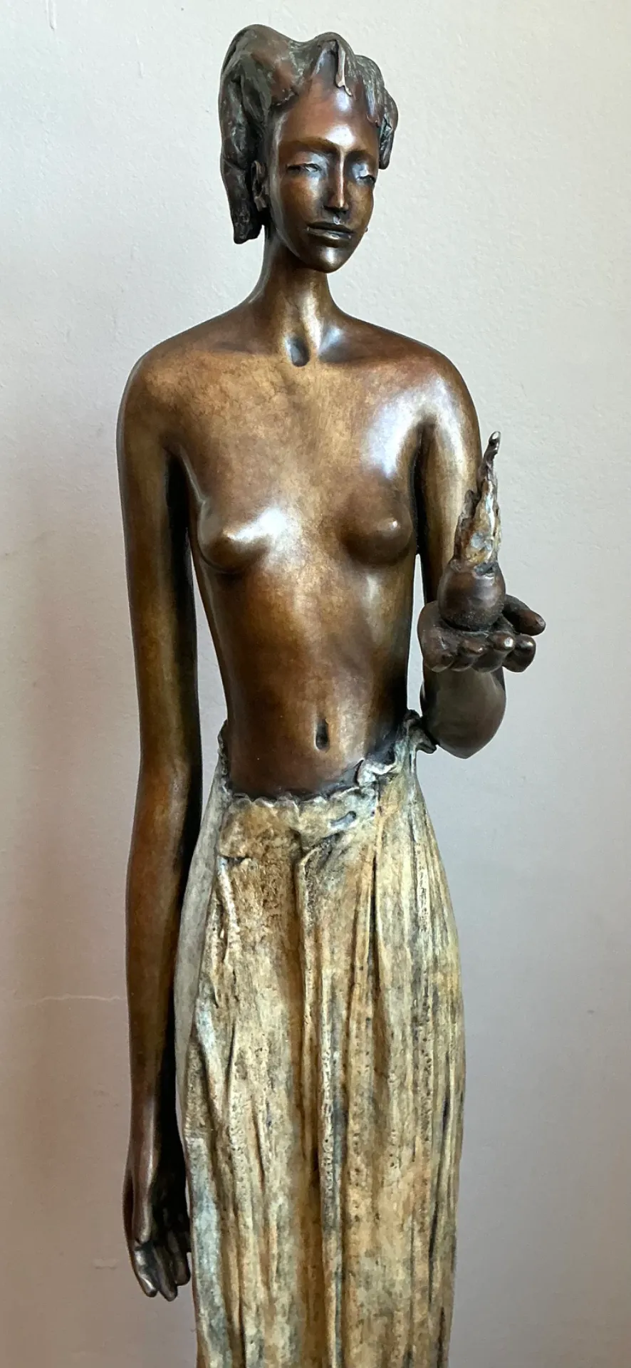 Vintage Bronze Draped Female Figure - Side view