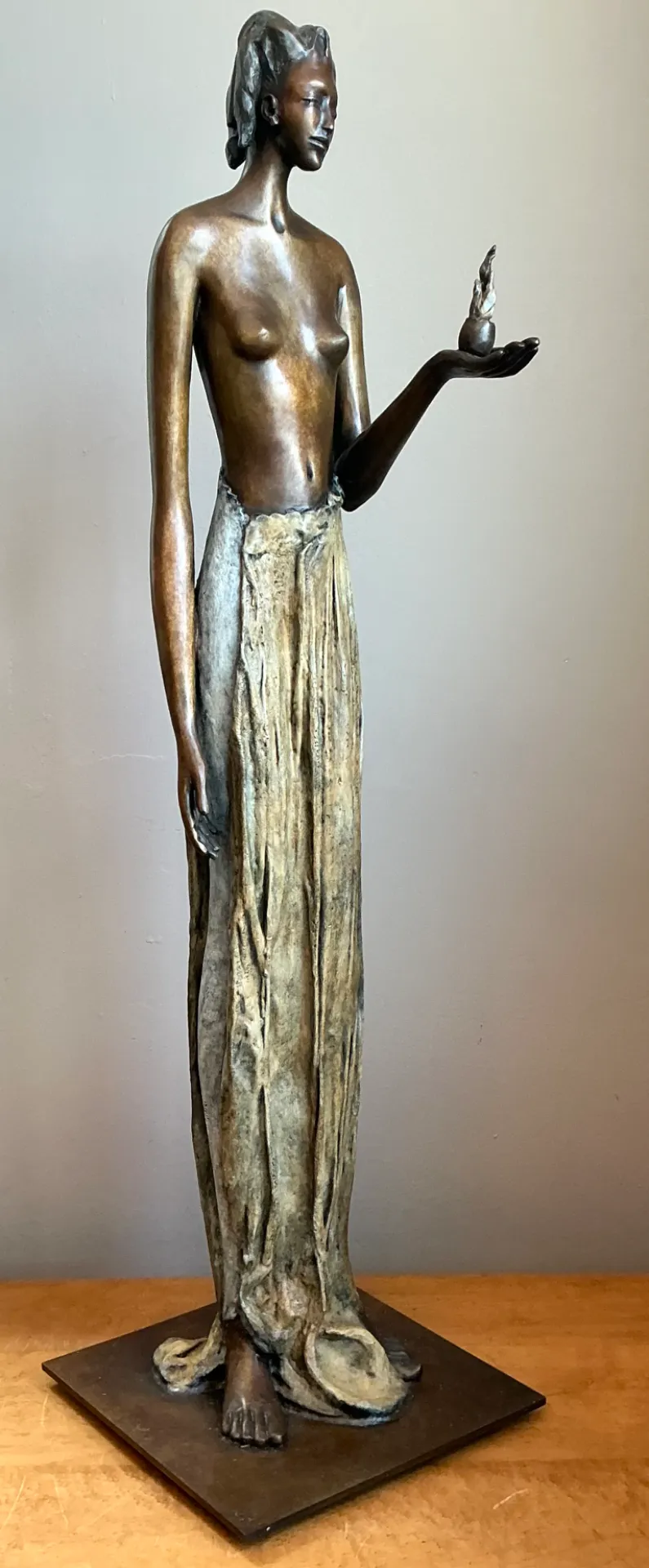 Vintage Bronze Draped Female Figure - Interior view