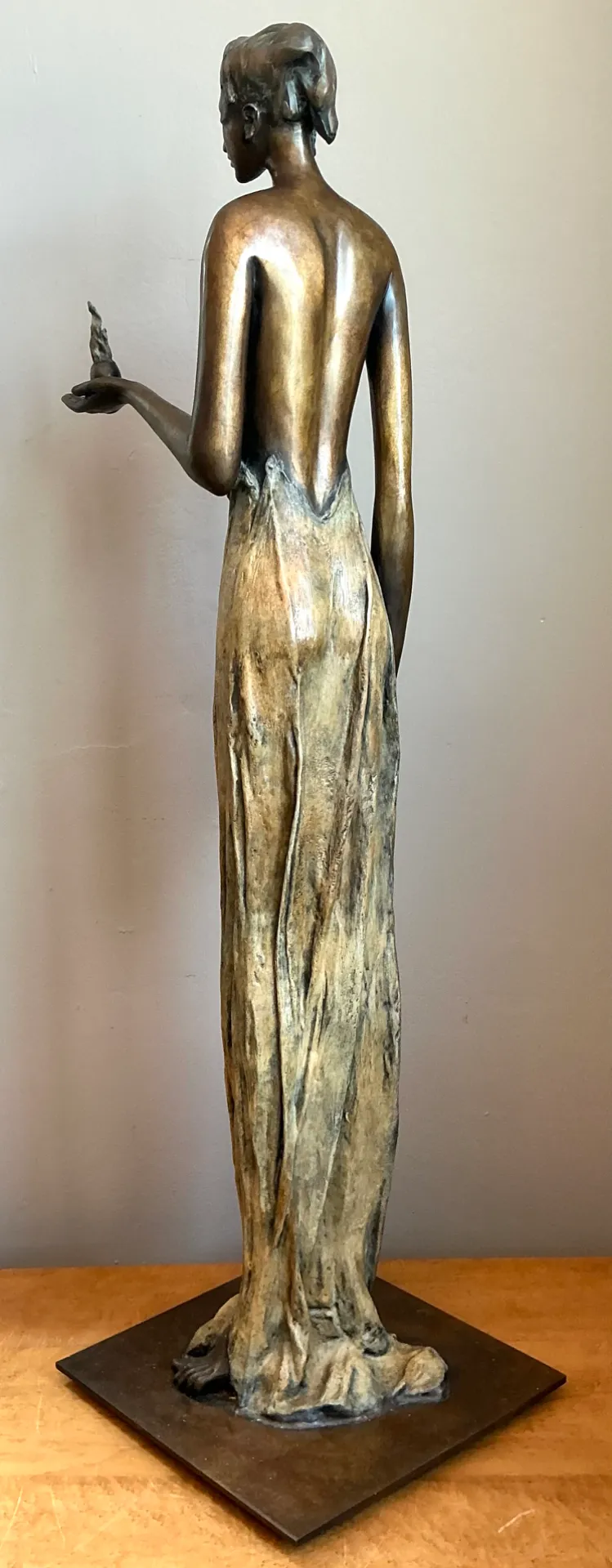 Vintage Bronze Draped Female Figure - Bottom view