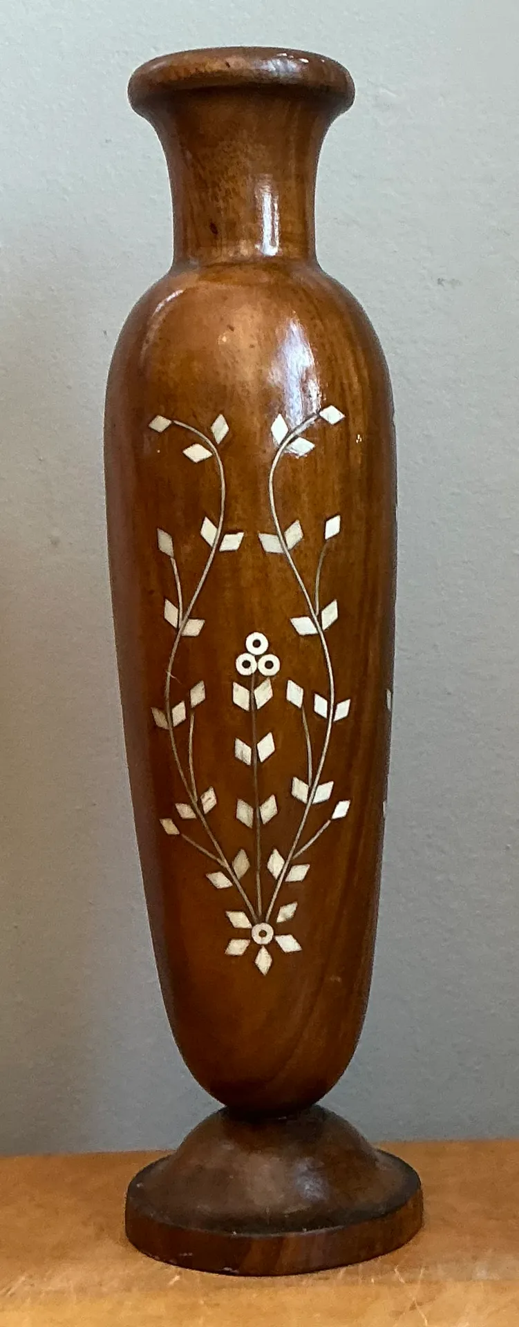 Vintage Mother of Pearl Inlay Vase - Back view