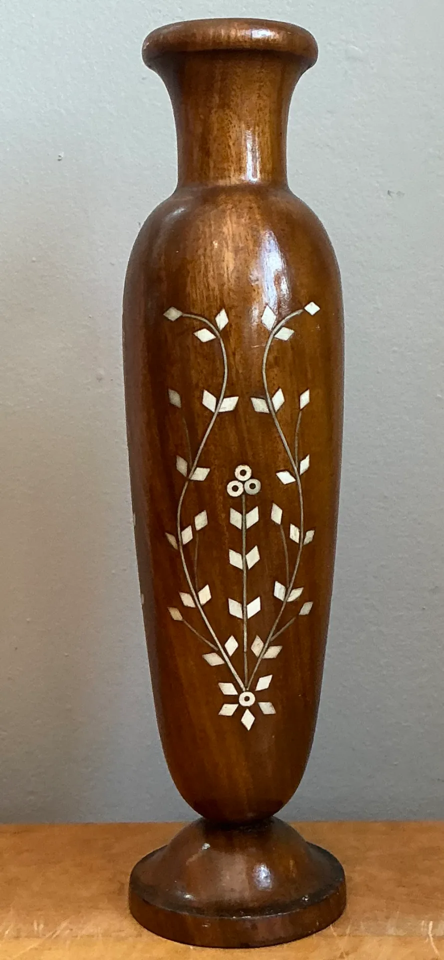 Vintage Mother of Pearl Inlay Vase - Top view