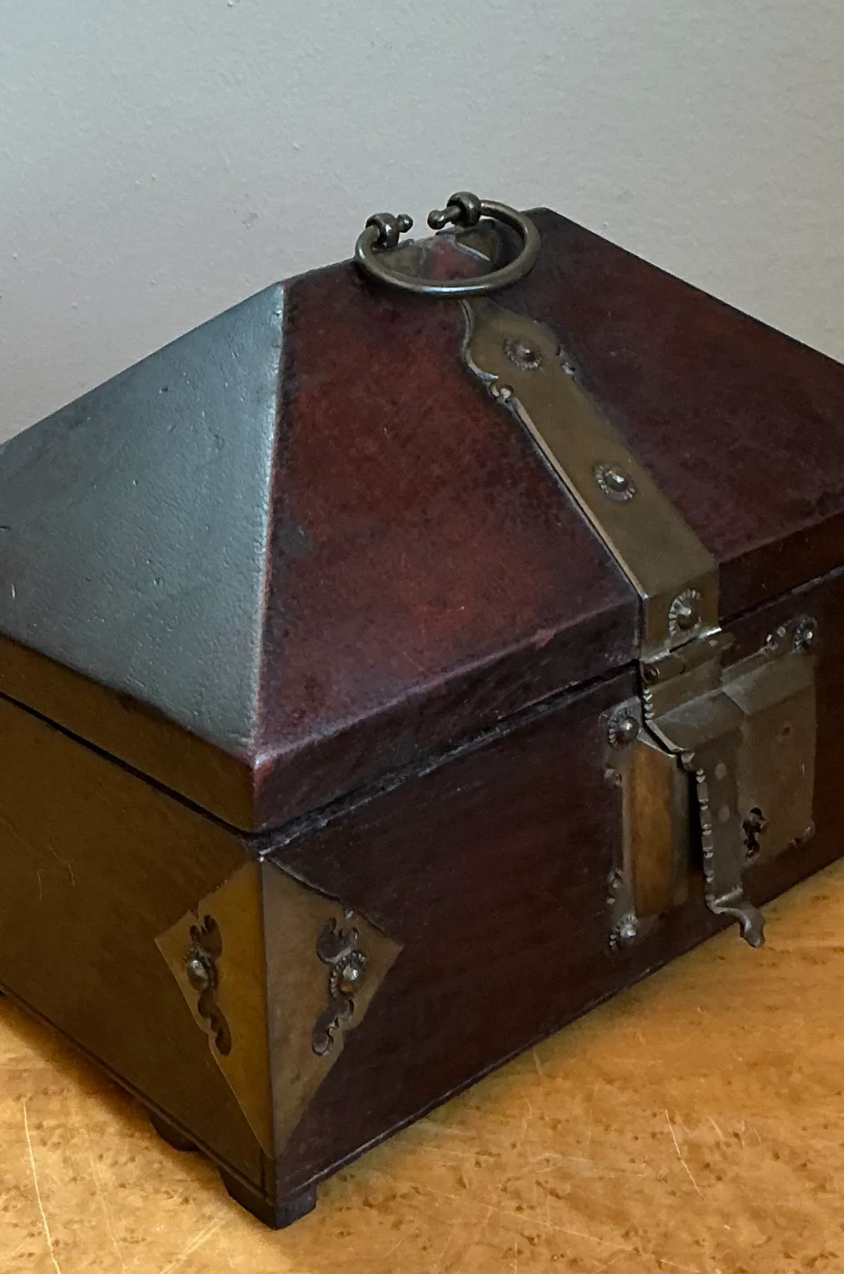 Vintage Wood and Metal Decorative Box - Side view
