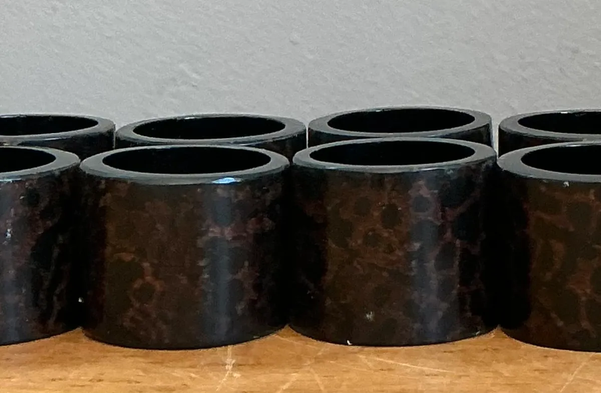 Vintage Tortoiseshell Style Napkin Rings - Set of 8 - Close-up view