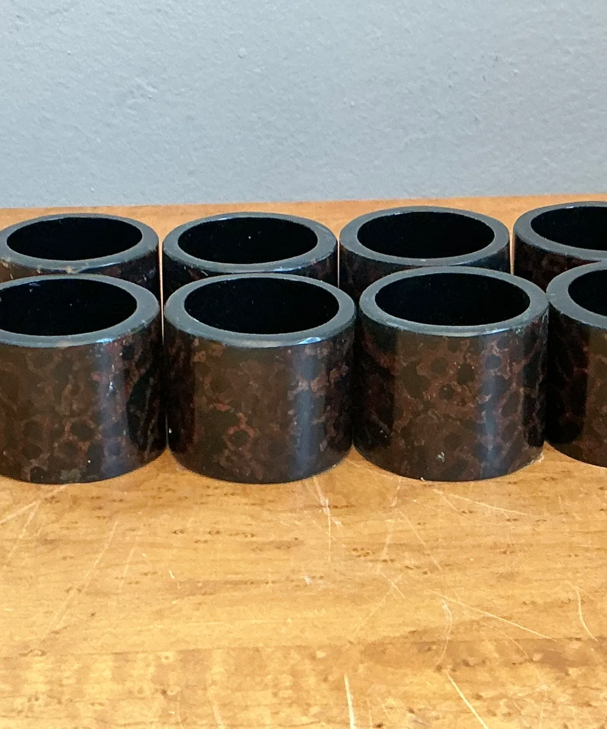 Vintage Tortoiseshell Style Napkin Rings - Set of 8