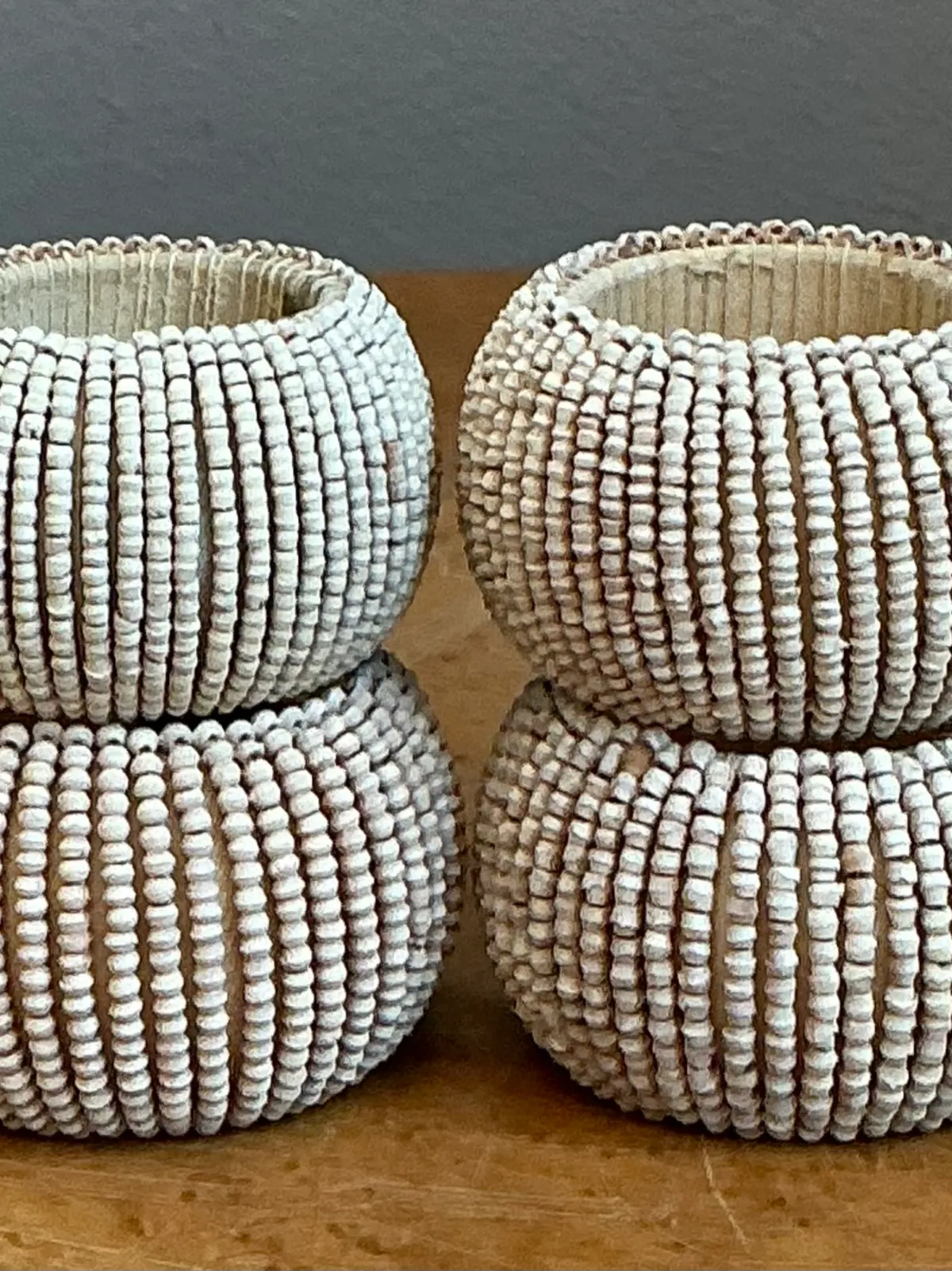 Vintage Beaded Napkin Rings - Set of 4 - Top view