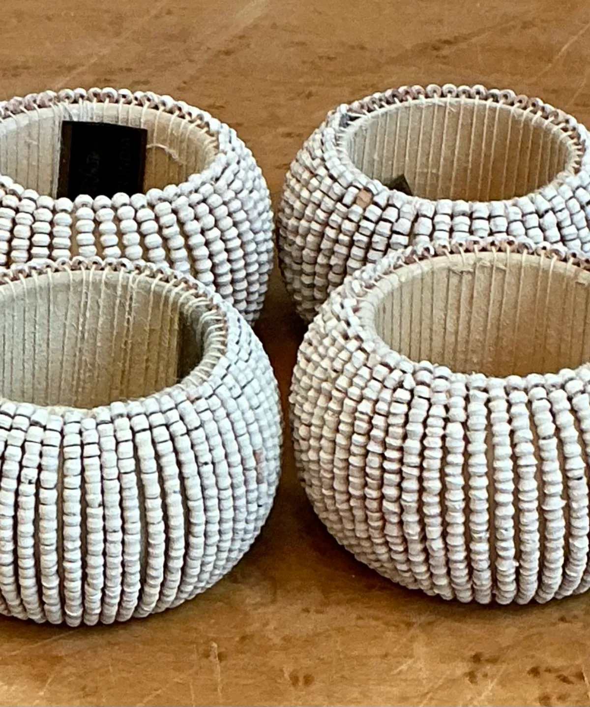 Vintage Beaded Napkin Rings - Set of 4 - Side view