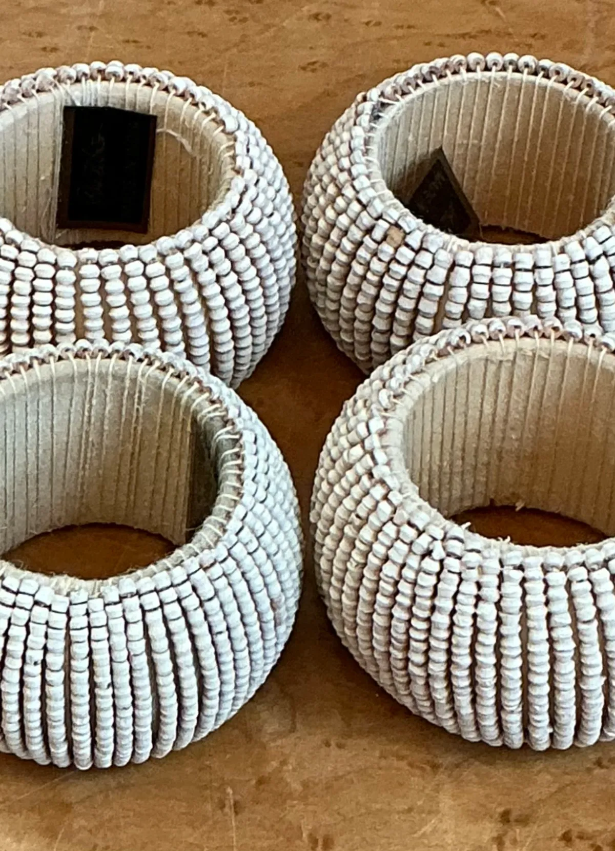 Vintage Beaded Napkin Rings - Set of 4 - Angle view