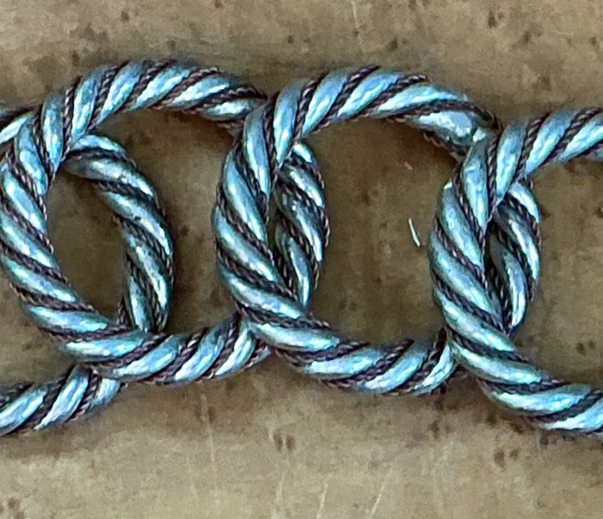 Vintage Rope Style Metal Napkin Rings - Close-up view