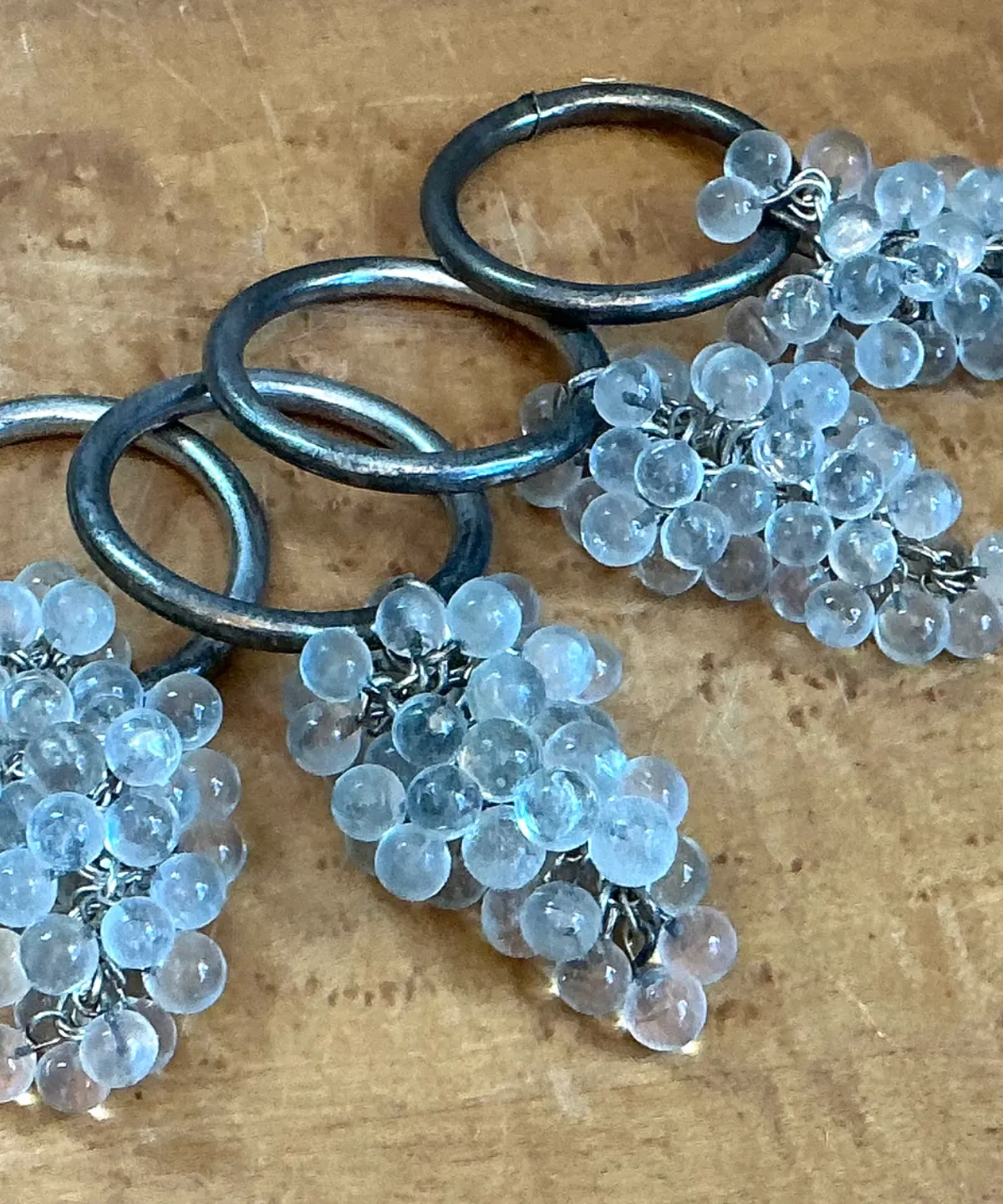 Vintage Glass Grape Cluster Napkin Rings - Angle view