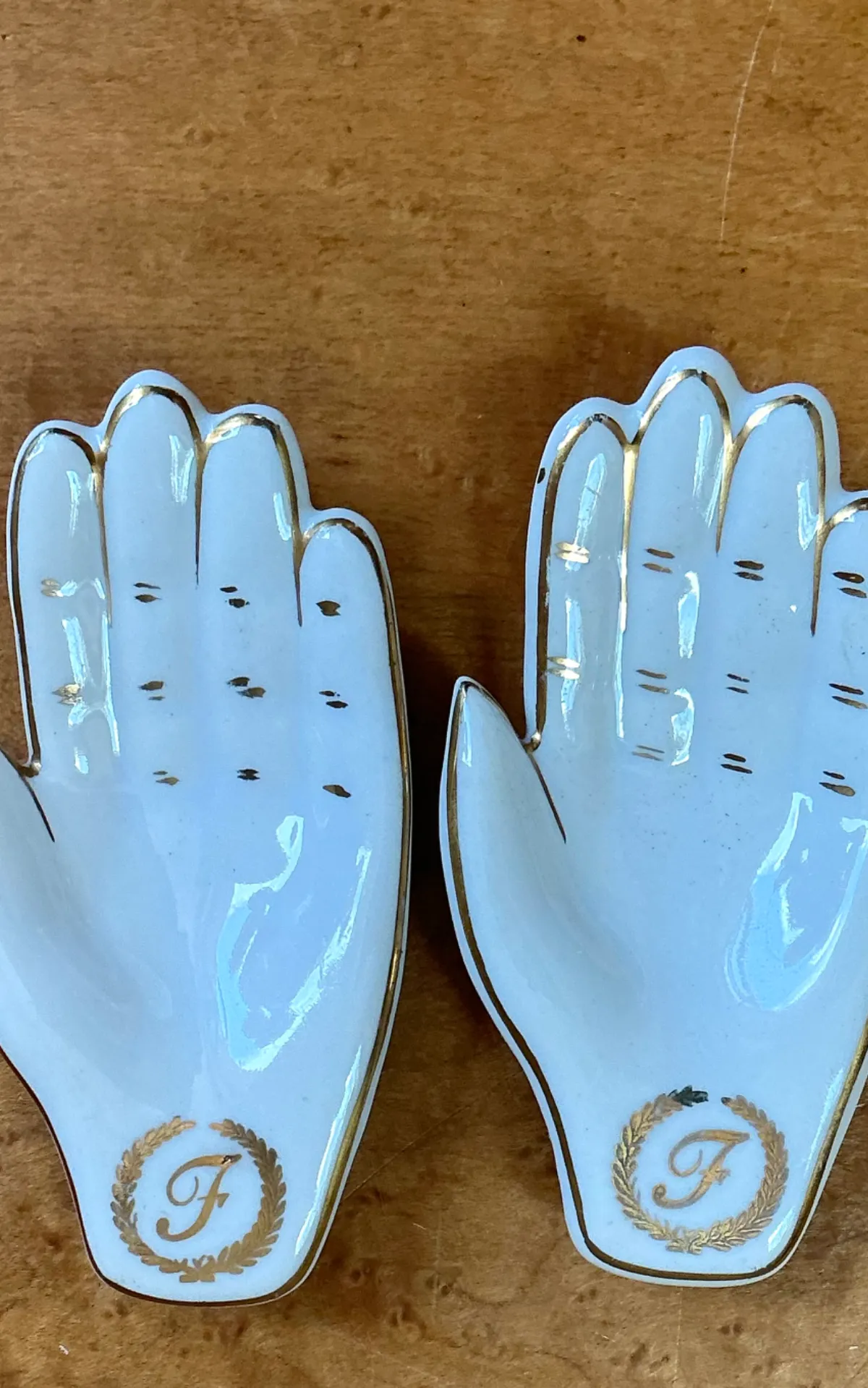 Vintage Styron China Porcelain Hand-Shaped Trinket Dishes - Back view