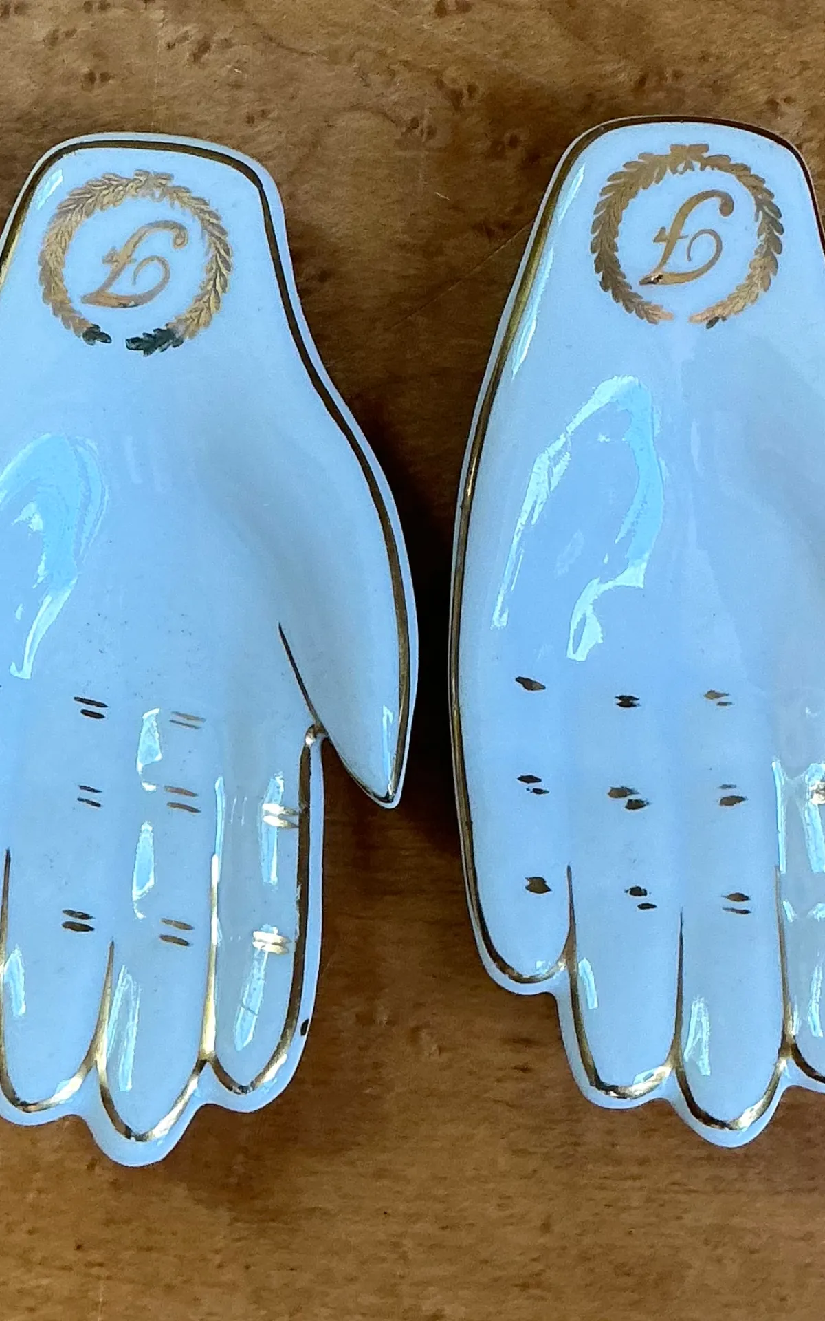 Vintage Styron China Porcelain Hand-Shaped Trinket Dishes - Top view