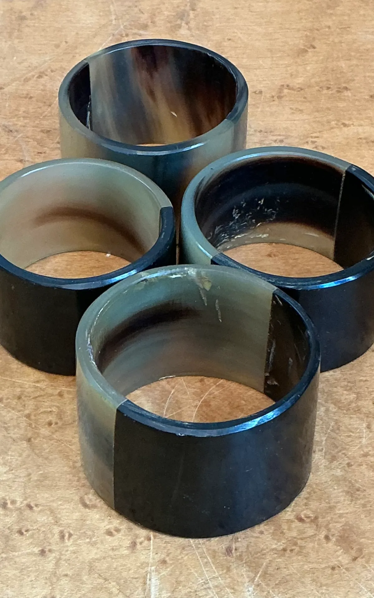 Vintage Tortoiseshell Style Resin Napkin Rings - Close-up view
