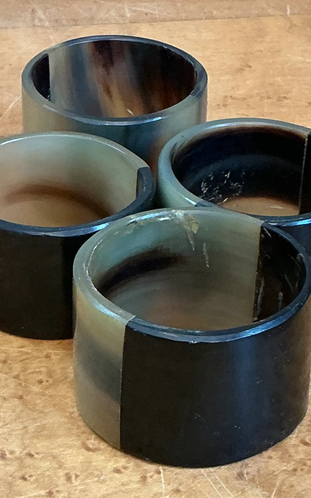 Vintage Tortoiseshell Style Resin Napkin Rings - Side view