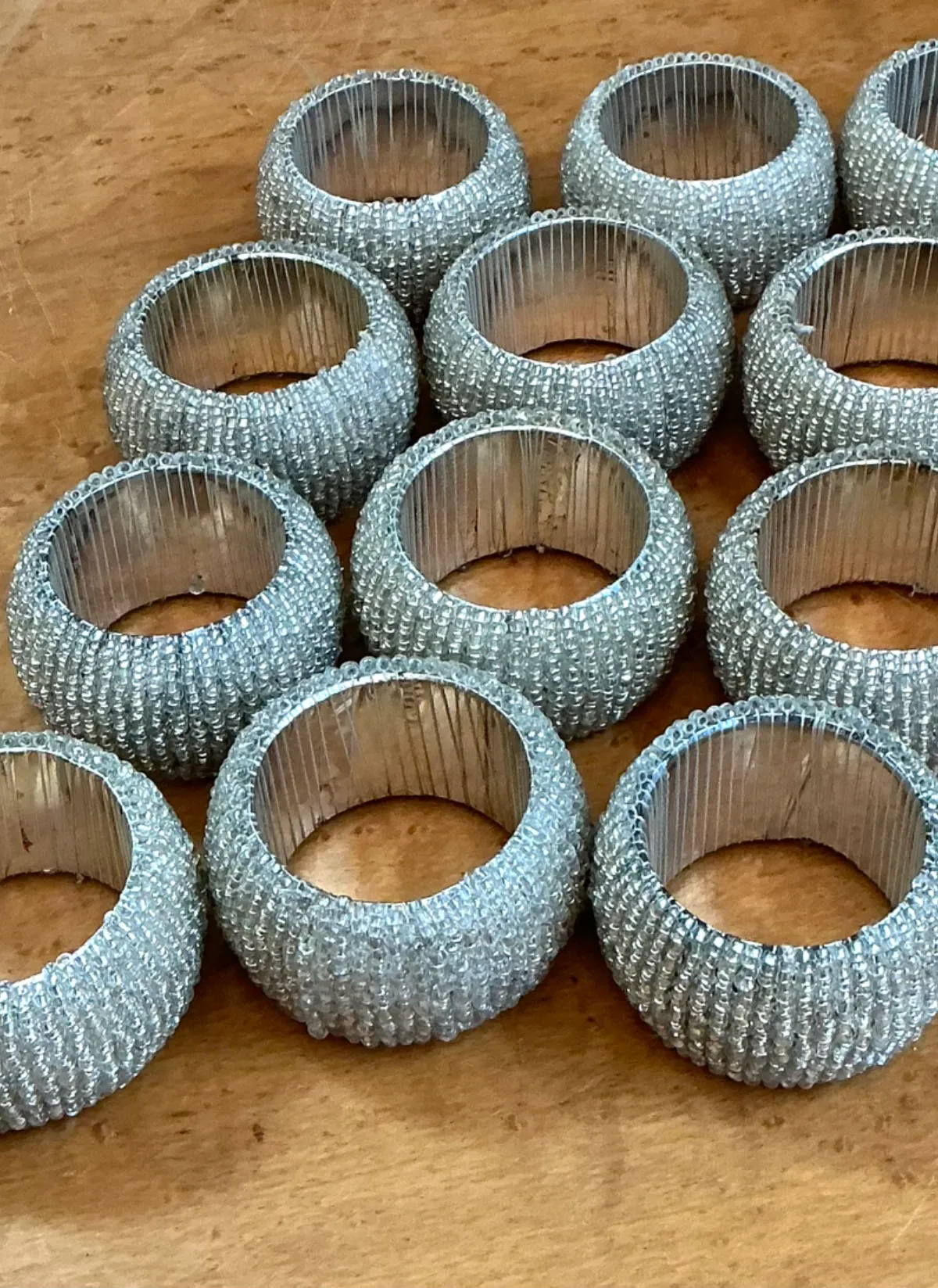 Vintage Glass Beaded Napkin Rings - Set of 12 - Bottom view