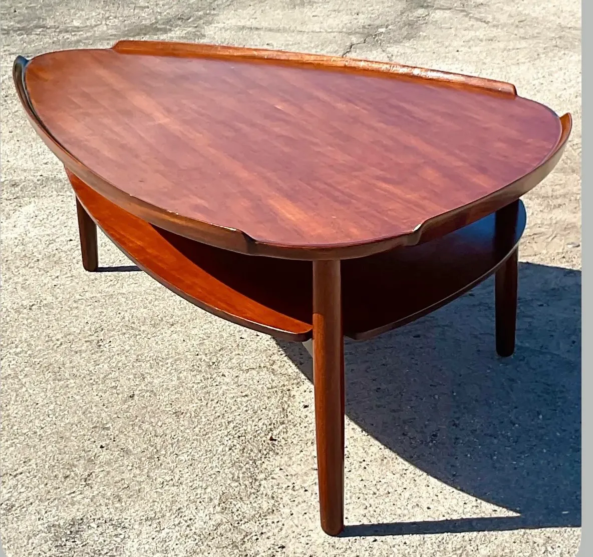 Vintage MCM Swedish Yngve Ekstrom Teak Surfboard Coffee Table - Back view