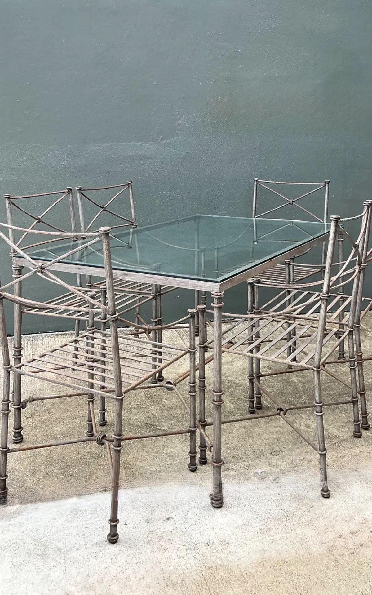 Vintage Target Back Wrought Iron Dining Chairs - Set Of 6 - Back view