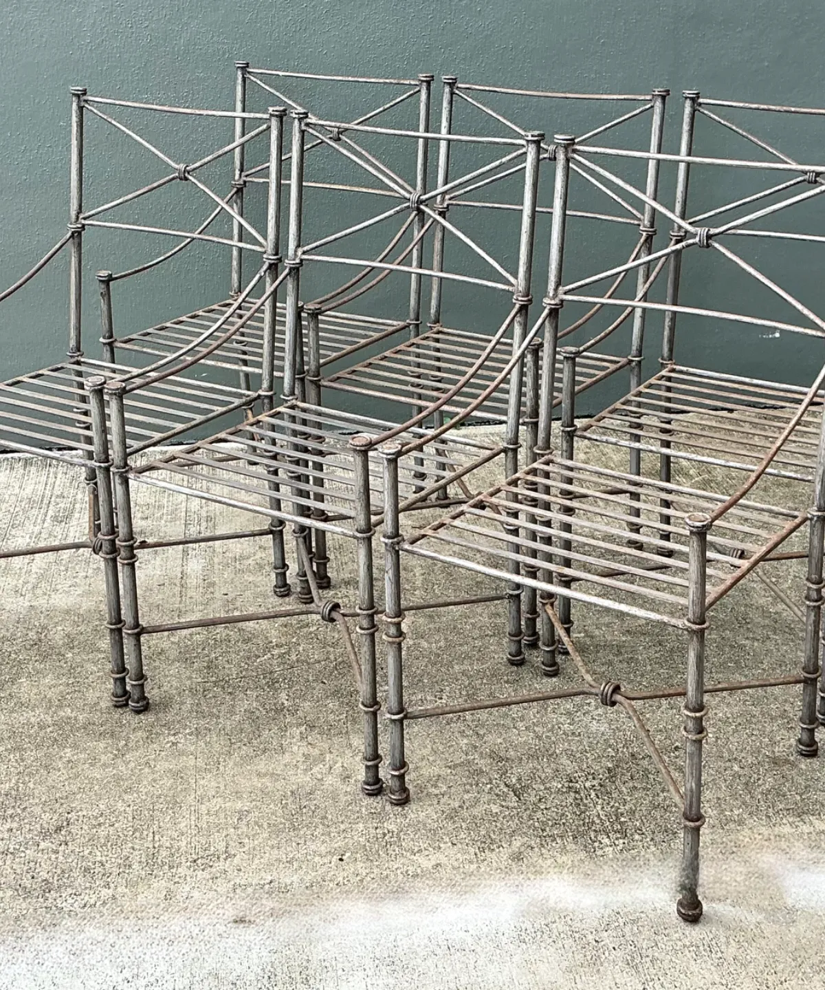 Vintage Target Back Wrought Iron Dining Chairs - Set Of 6 - Interior view