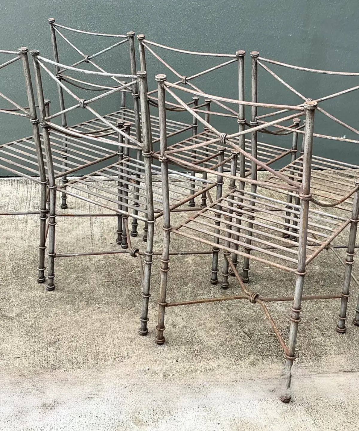 Vintage Target Back Wrought Iron Dining Chairs - Set Of 6 - Top view