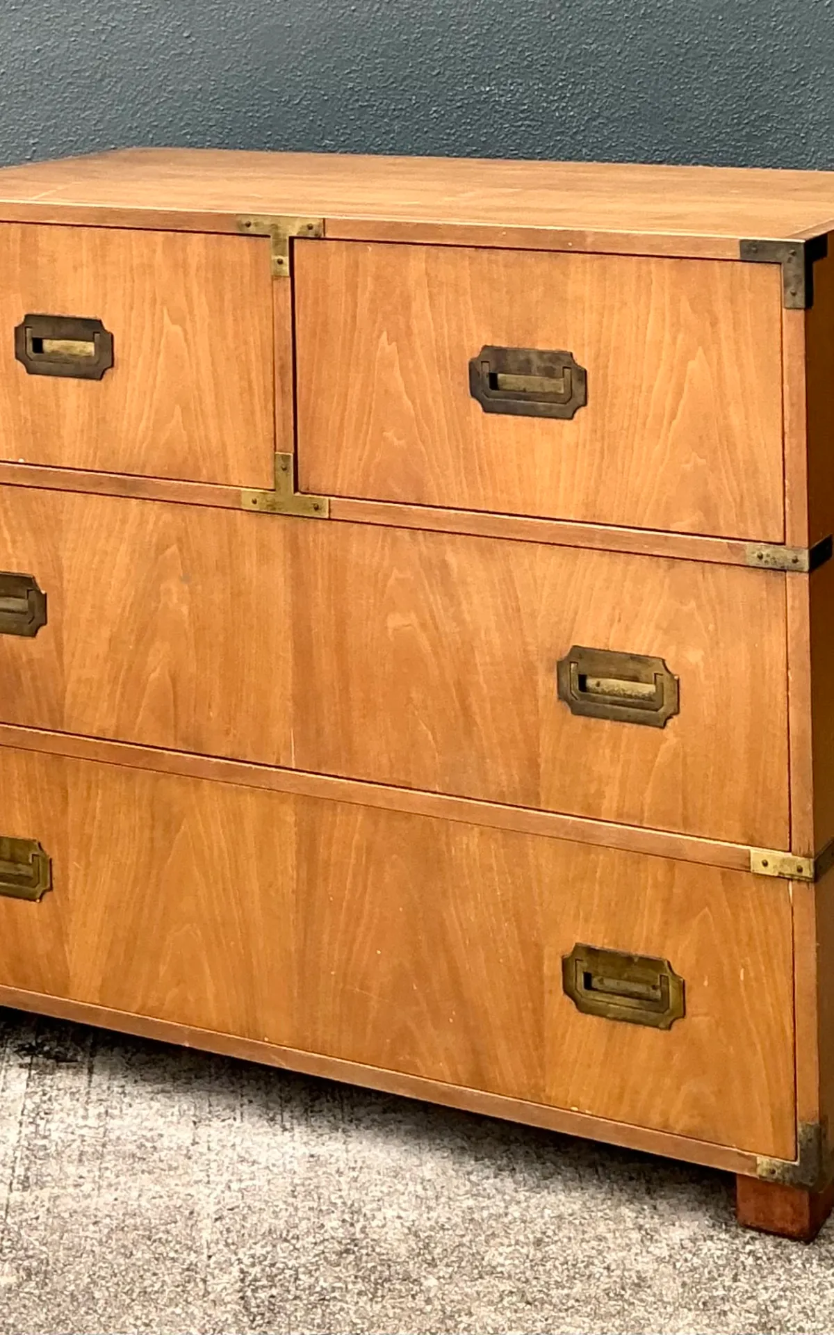 Vintage Baker Wood and Metal Campaign Chest - Bottom view