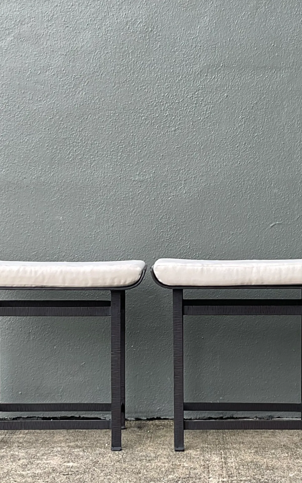 Vintage Lewis Mittman Nailhead Low Stools - A Pair - Top view