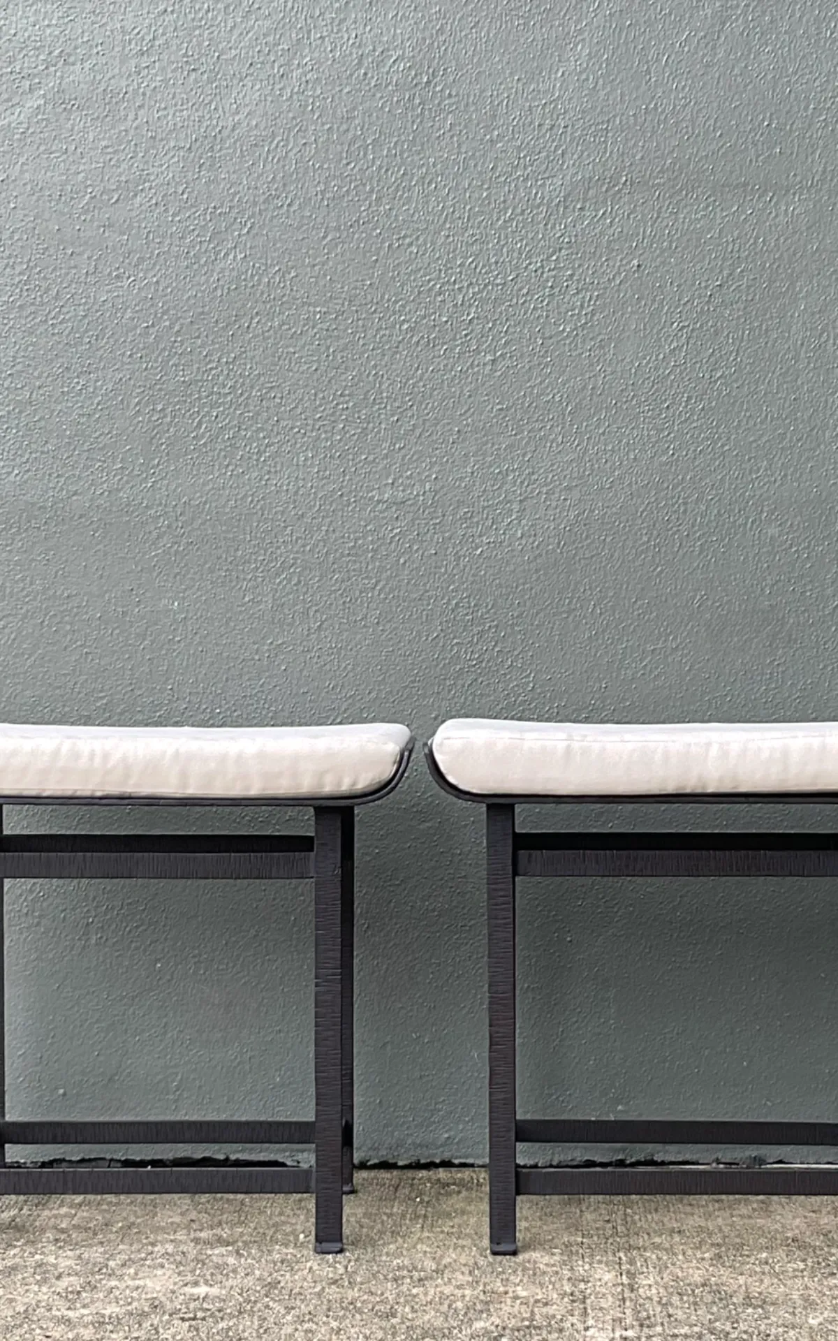 Vintage Modernist Metal Frame Stools - A Pair - Back view