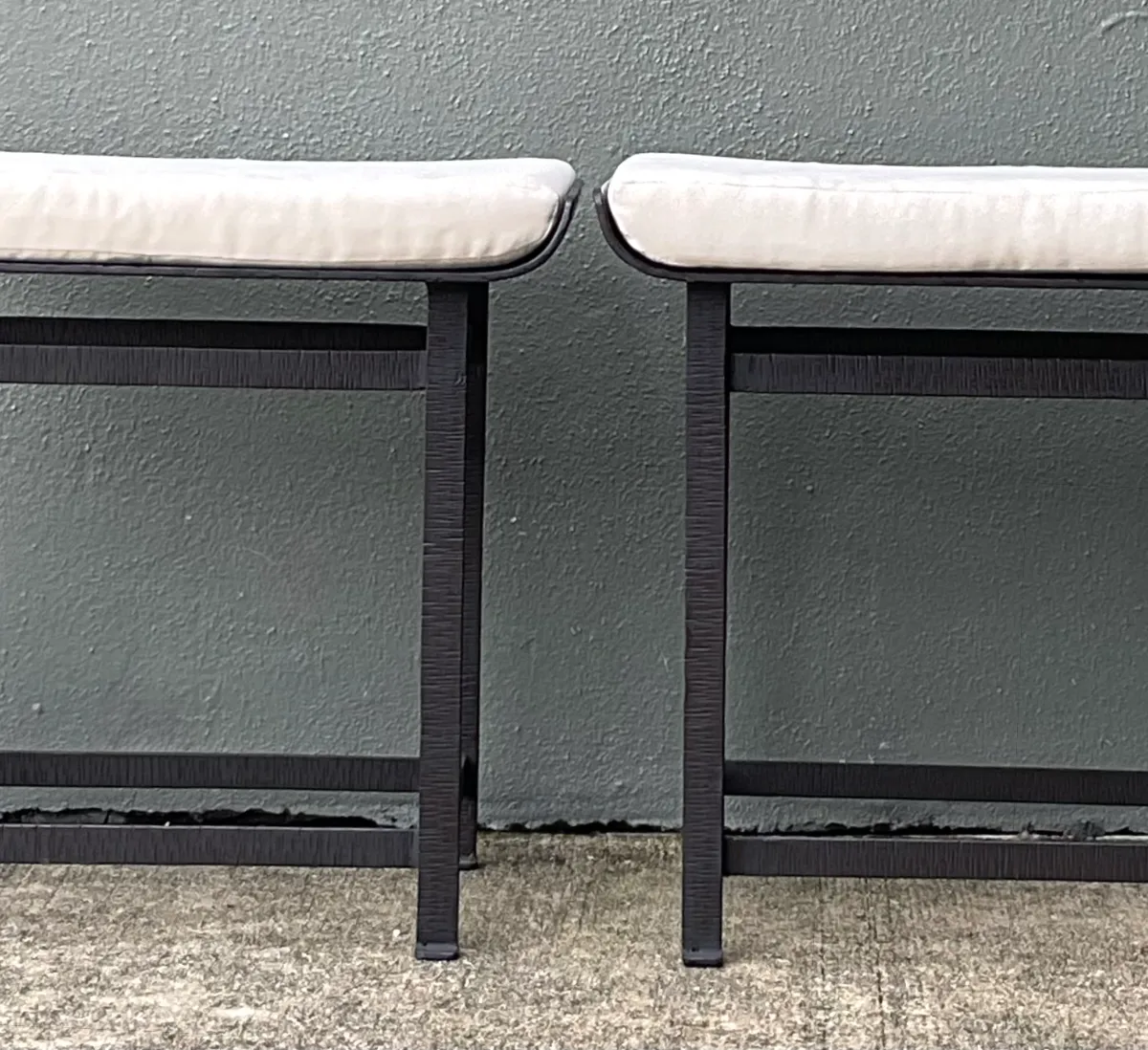 Vintage Modernist Metal Frame Stools - A Pair - Angle view