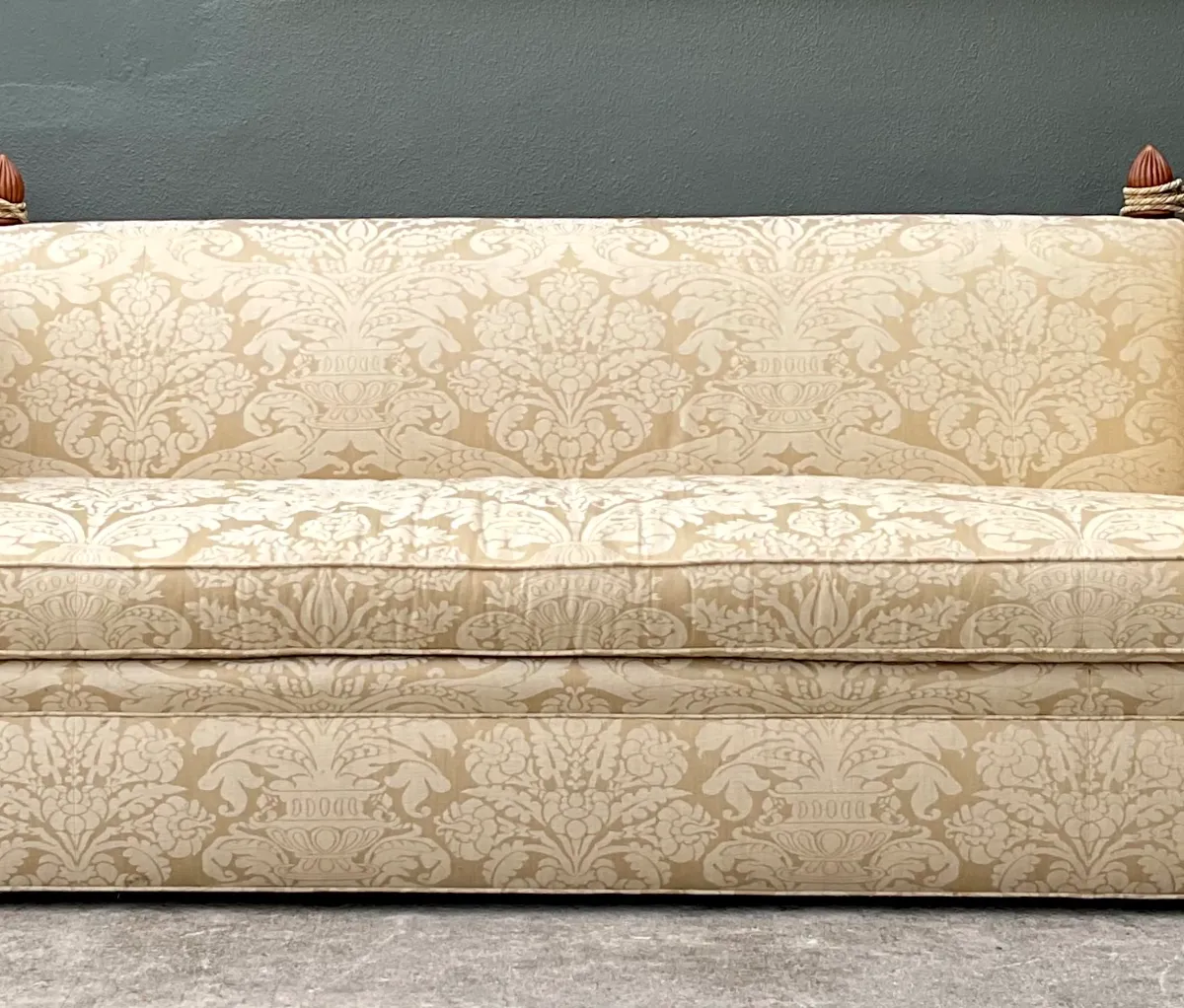 Vintage Edward Ferrell Jacquard Fleur De Lys Knole Sofa