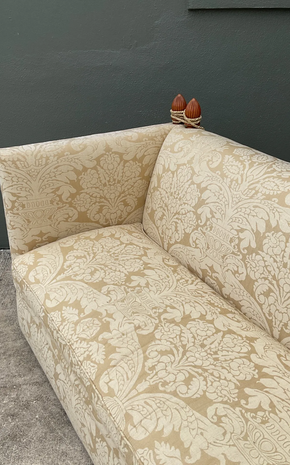 Vintage Edward Ferrell Jacquard Fleur De Lys Knole Sofa - Top view