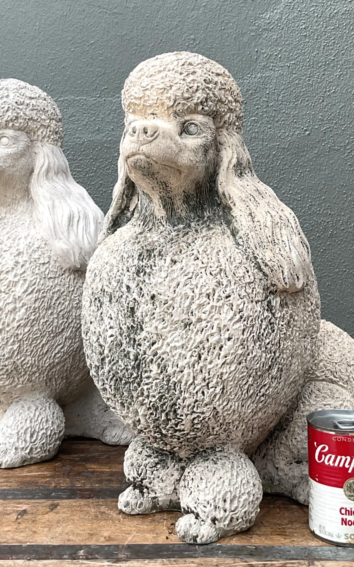 Vintage Cement Poodle Sculptures - A Pair