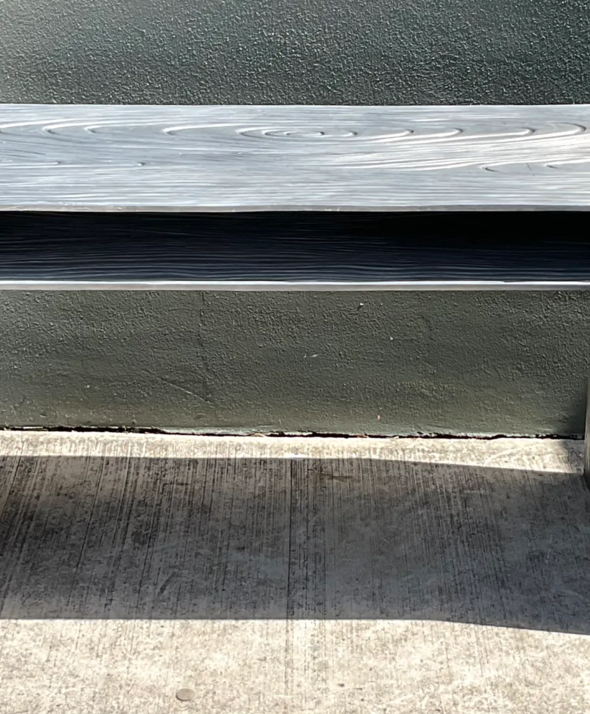 Vintage Wood Grain Metal Console Table - Close-up view
