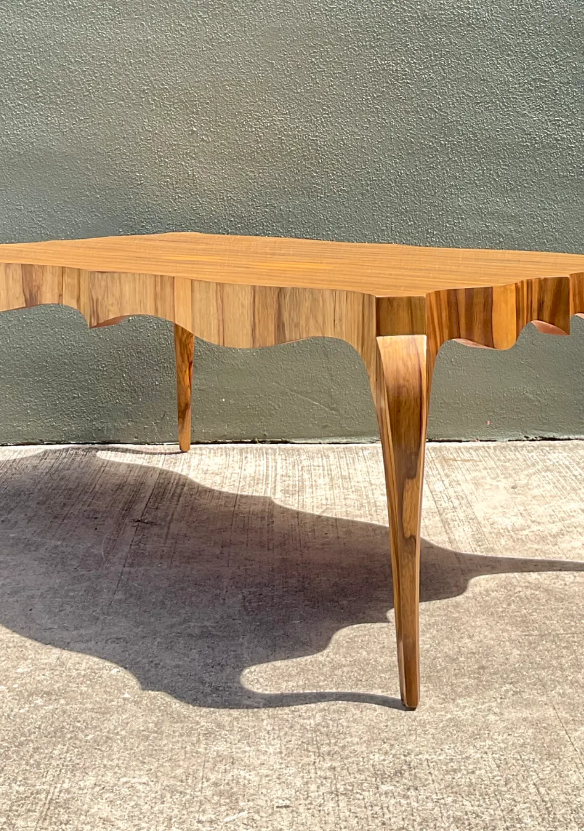 Vintage Keno Bros For Theodore Alexander Scalloped Edge Coffee Table - Top view