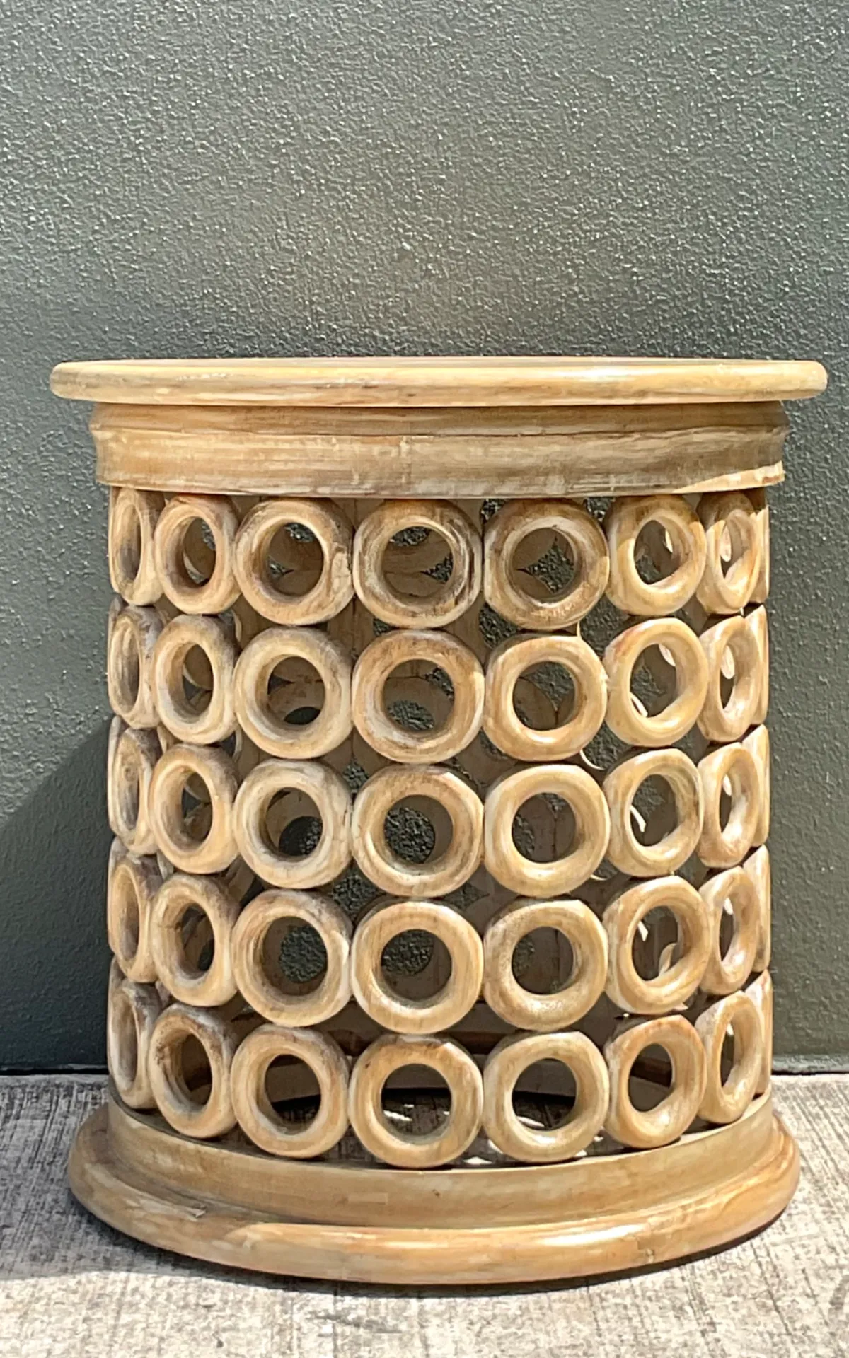 Vintage Openwork Wood Side Table - Interior view