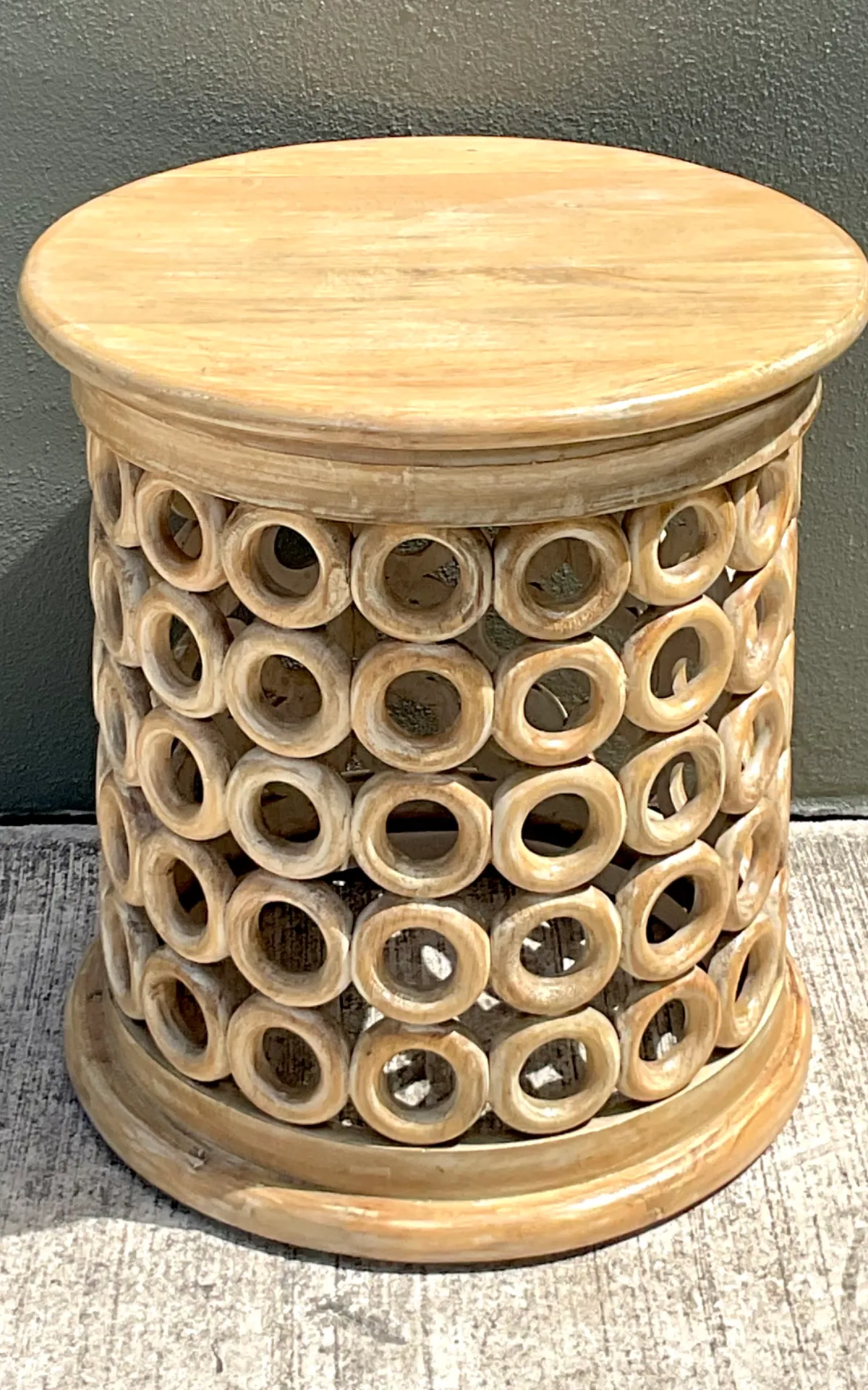 Vintage Openwork Wood Side Table - Angle view